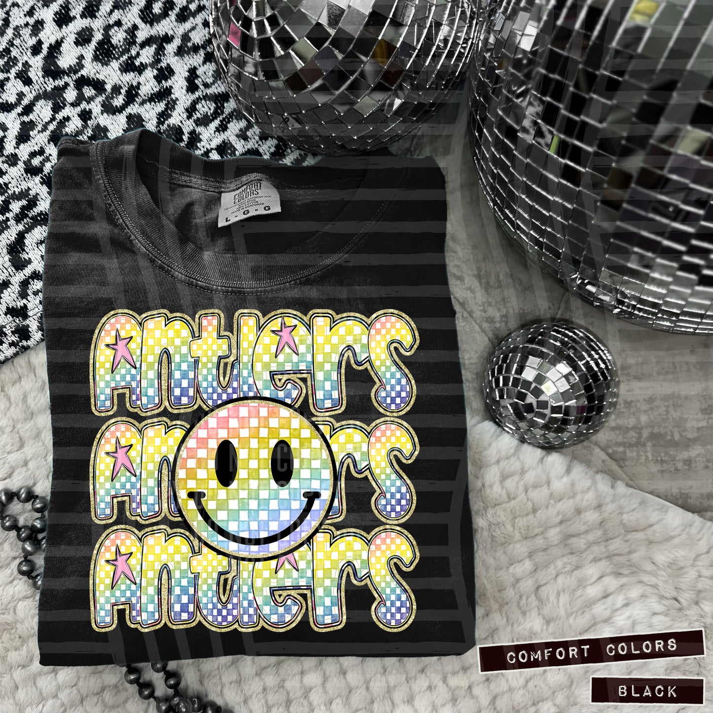 Rainbow Checker Happy Triple Stacked - Digital Download 300DPI PNG FILE
