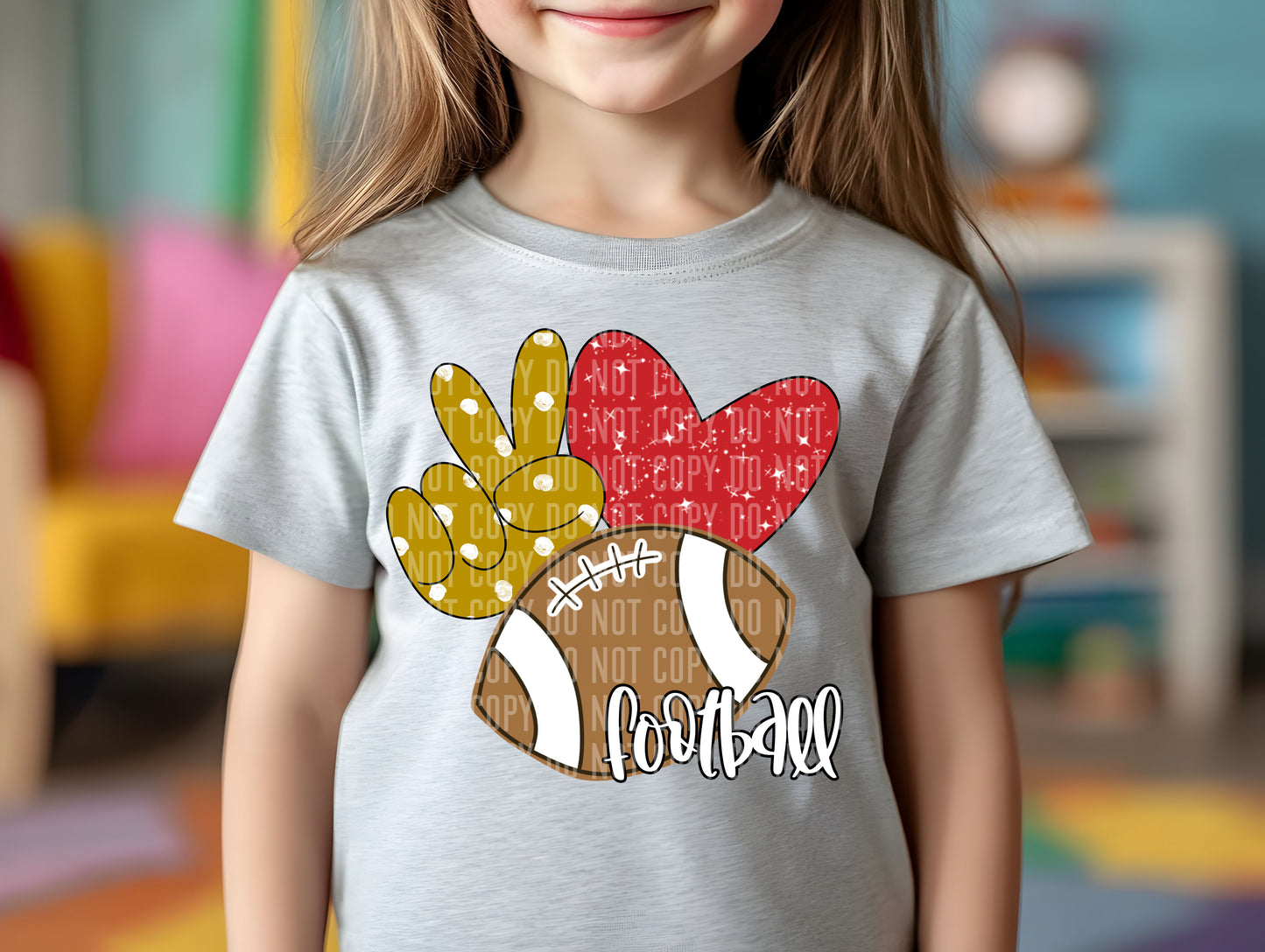 Peace Love Football Color Dropdown Digital Download 300DPI PNG FILE