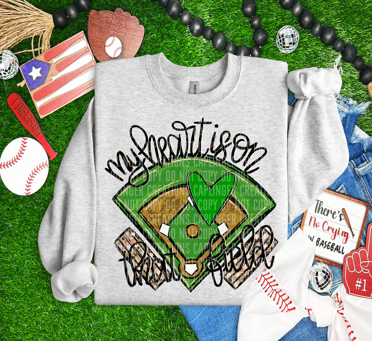 My heart is on that field (BASEBALL)- Color Dropdown Digital Download 300DPI PNG FILE