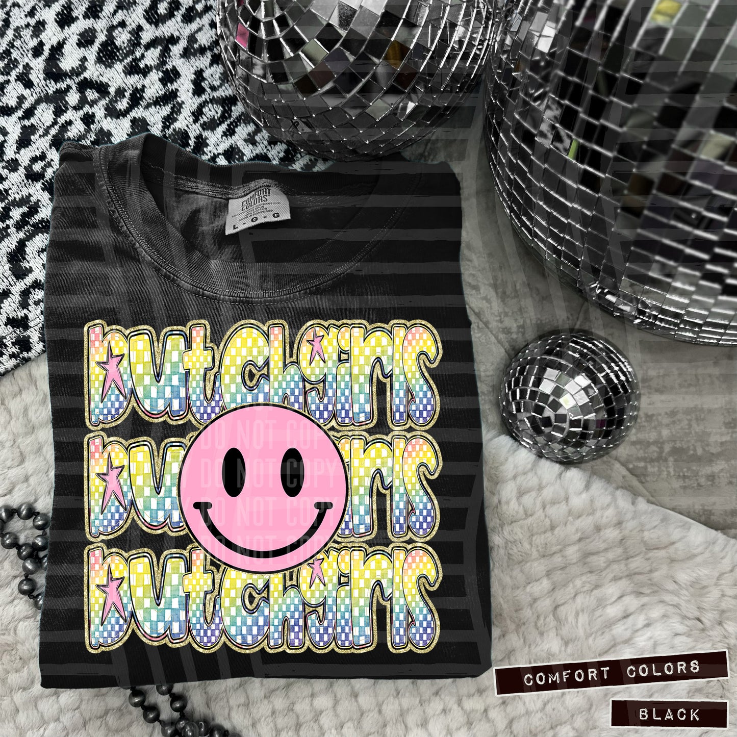 Rainbow Checker Pink Happy Triple Stacked - Digital Download 300DPI PNG FILE