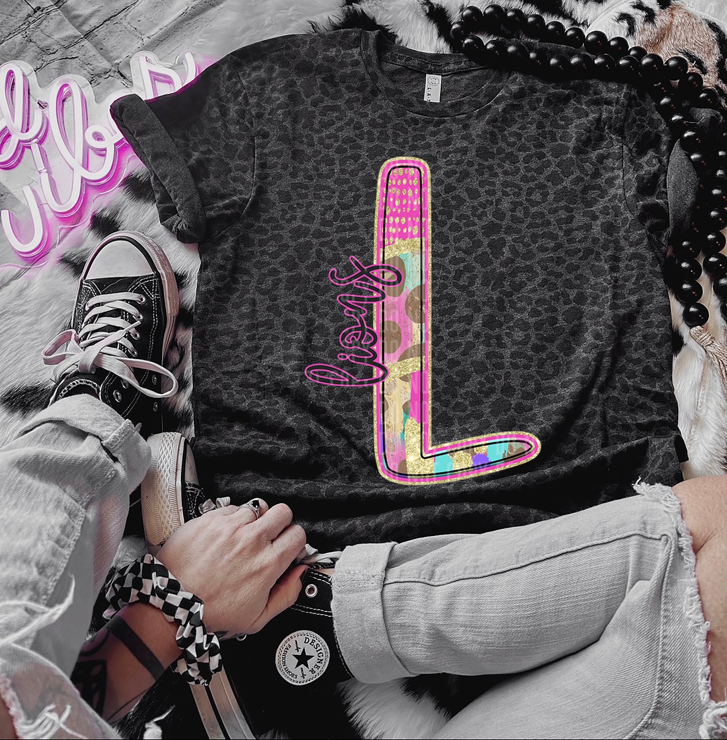 Rainbow Leopard Initial Mascot - Dropdown + CUSTOM - Digital Download 300DPI PNG FILE
