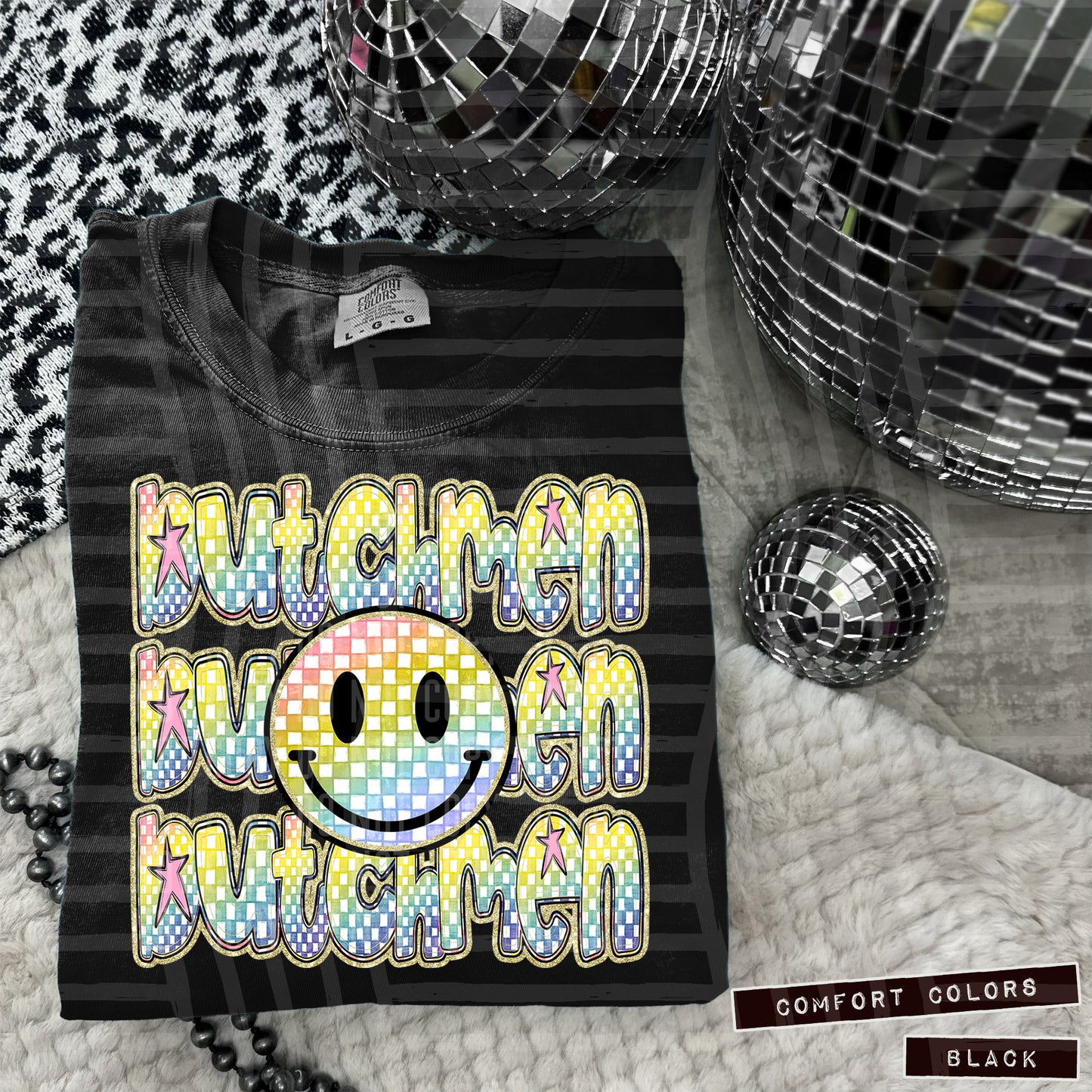 Rainbow Checker Happy Triple Stacked - Digital Download 300DPI PNG FILE