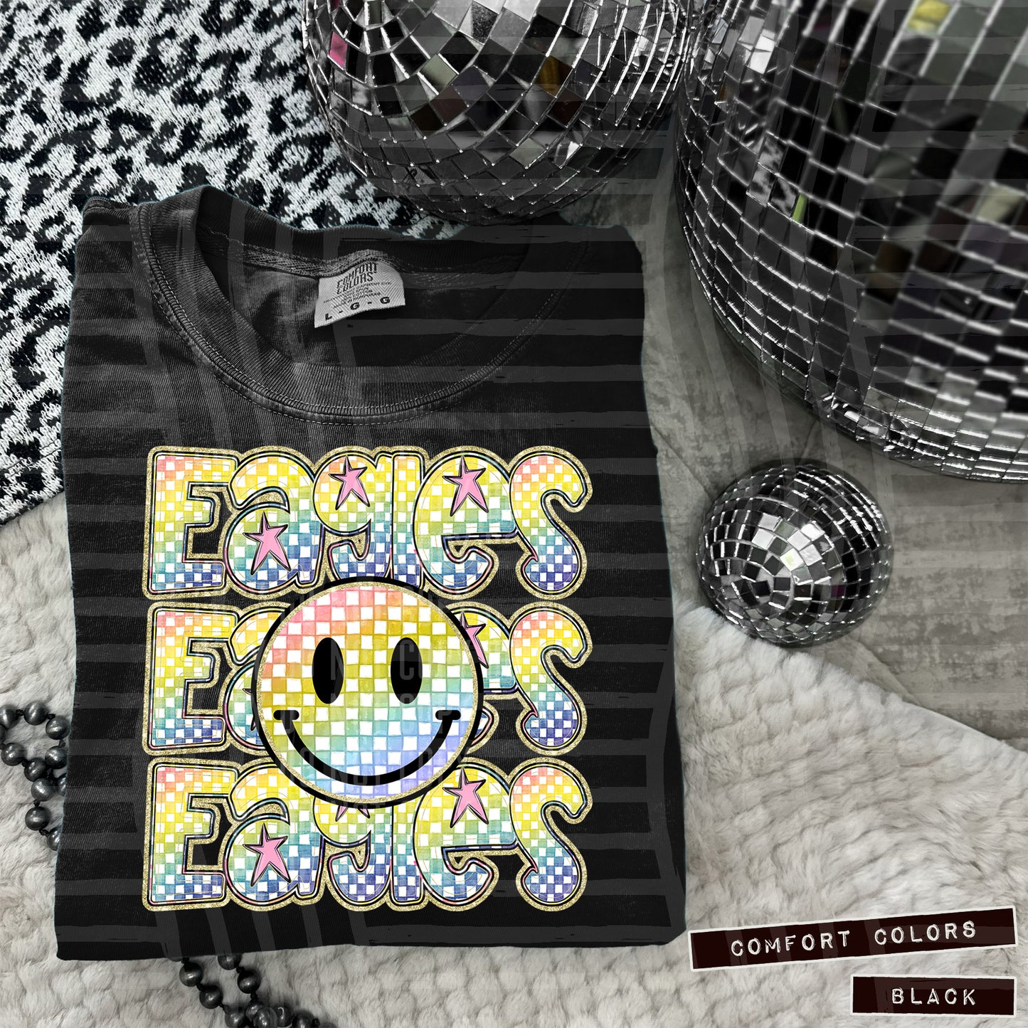 Rainbow Checker Happy Triple Stacked - Digital Download 300DPI PNG FILE