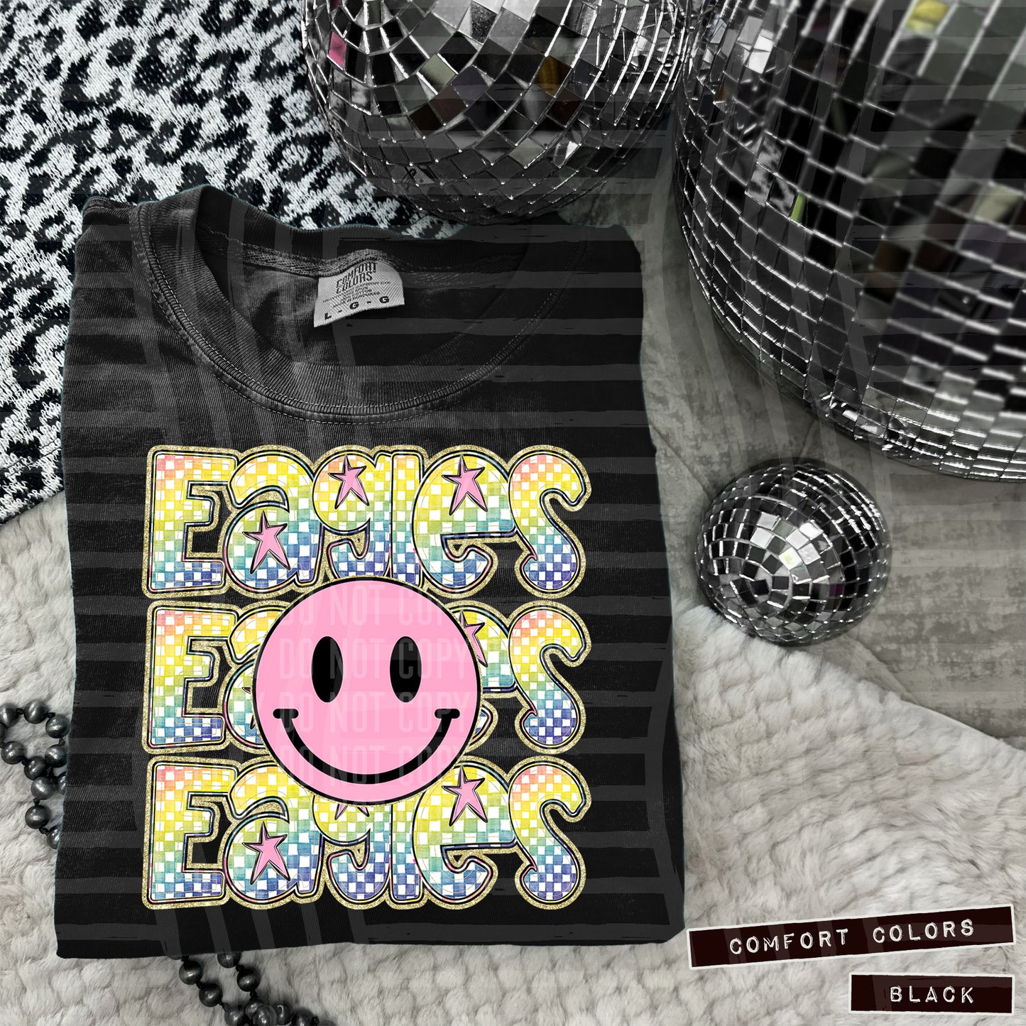 Rainbow Checker Pink Happy Triple Stacked - Digital Download 300DPI PNG FILE