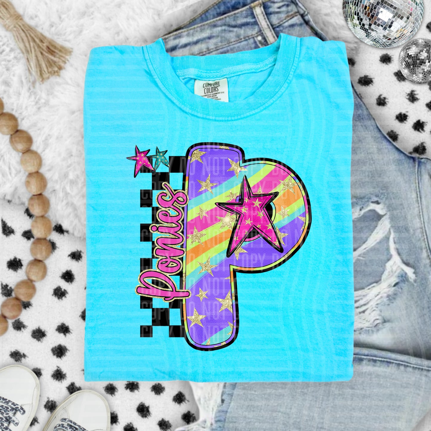 Rainbow Swirl Initial -Dropdown + Custom option - Digital Download 300DPI PNG FILE