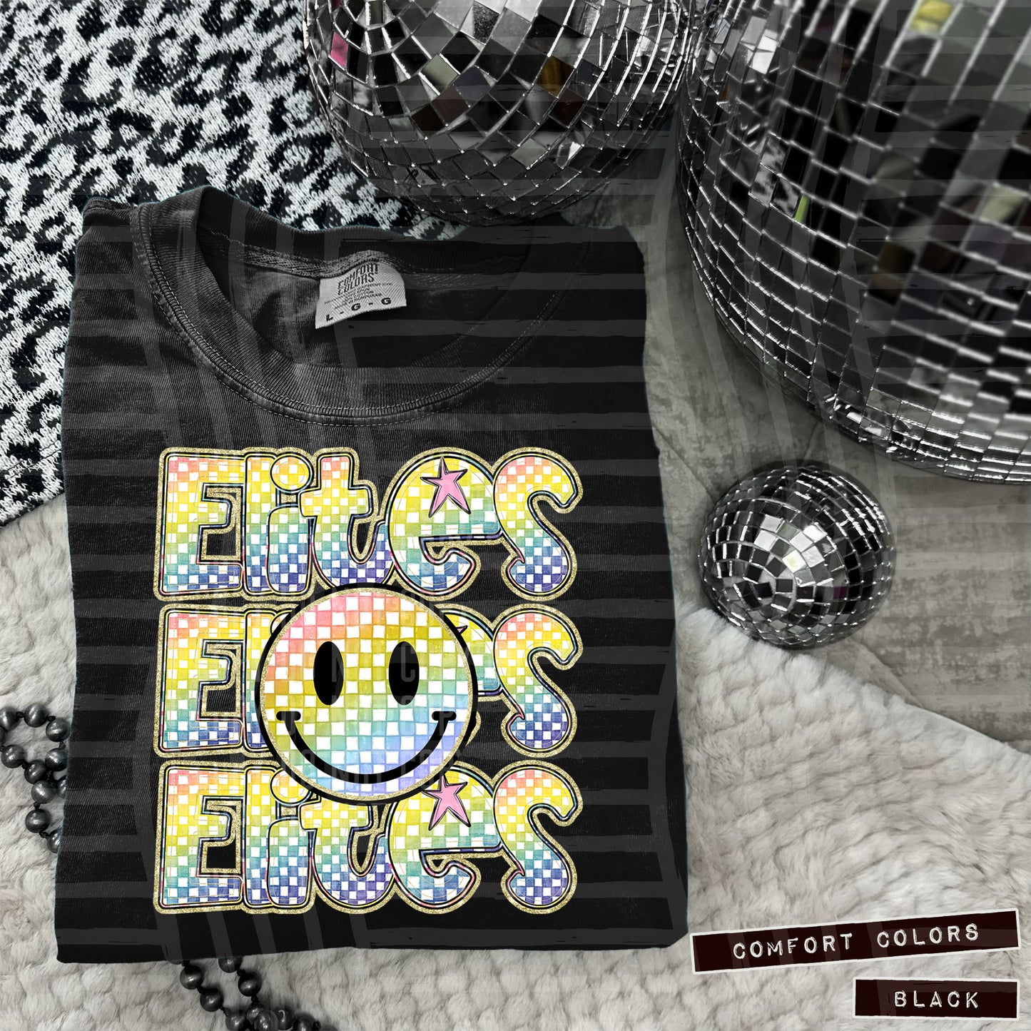 Rainbow Checker Happy Triple Stacked - Digital Download 300DPI PNG FILE