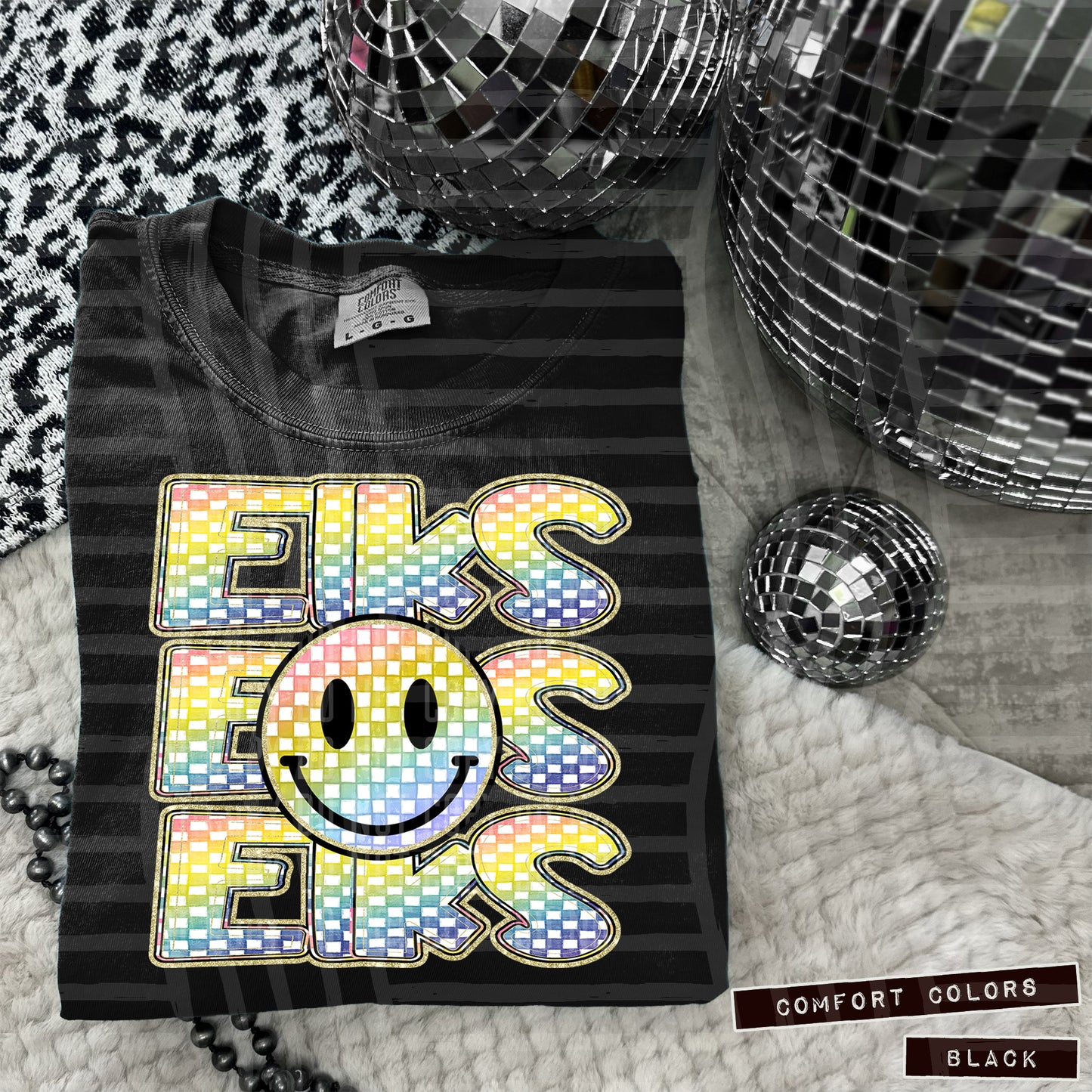Rainbow Checker Happy Triple Stacked - Digital Download 300DPI PNG FILE