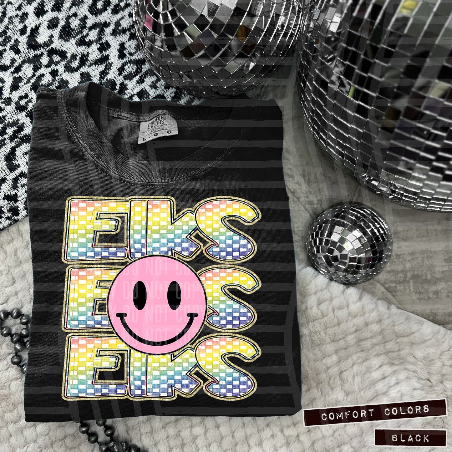 Rainbow Checker Pink Happy Triple Stacked - Digital Download 300DPI PNG FILE