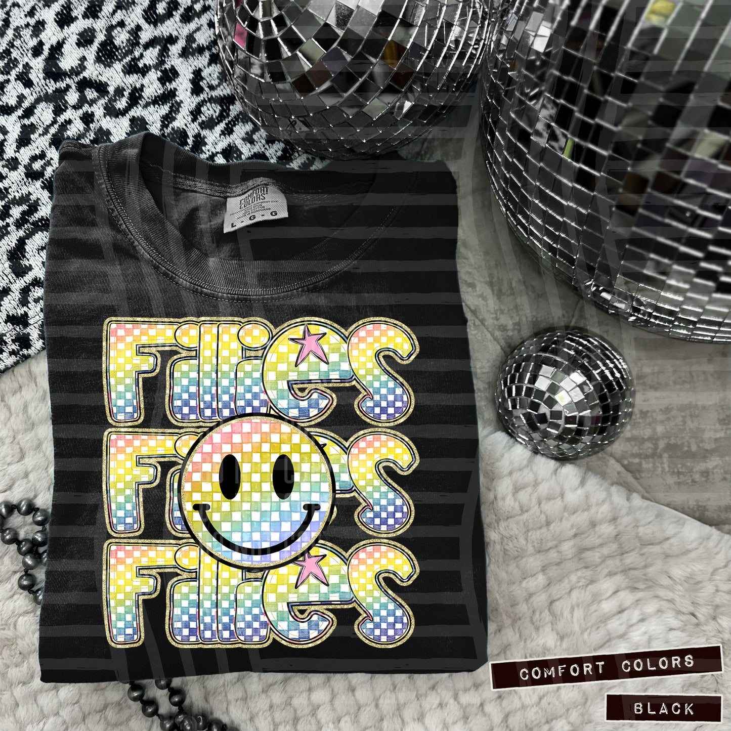 Rainbow Checker Happy Triple Stacked - Digital Download 300DPI PNG FILE