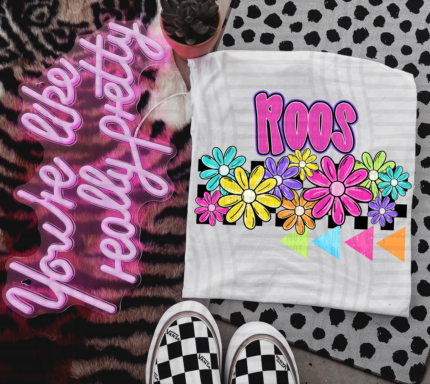 Bright Preppy Floral -Dropdown + CUSTOM - Digital Download 300DPI PNG FILE