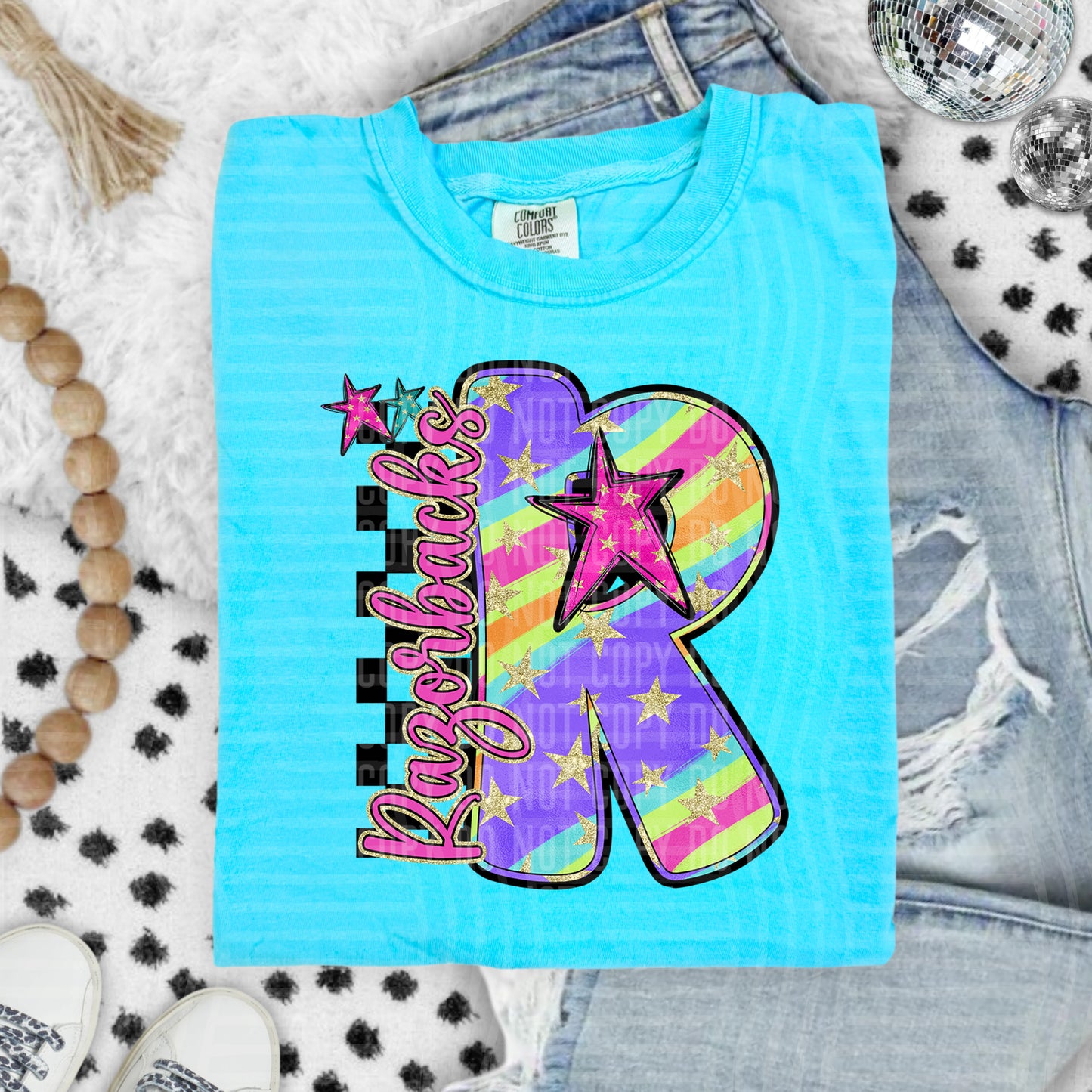 Rainbow Swirl Initial -Dropdown + Custom option - Digital Download 300DPI PNG FILE