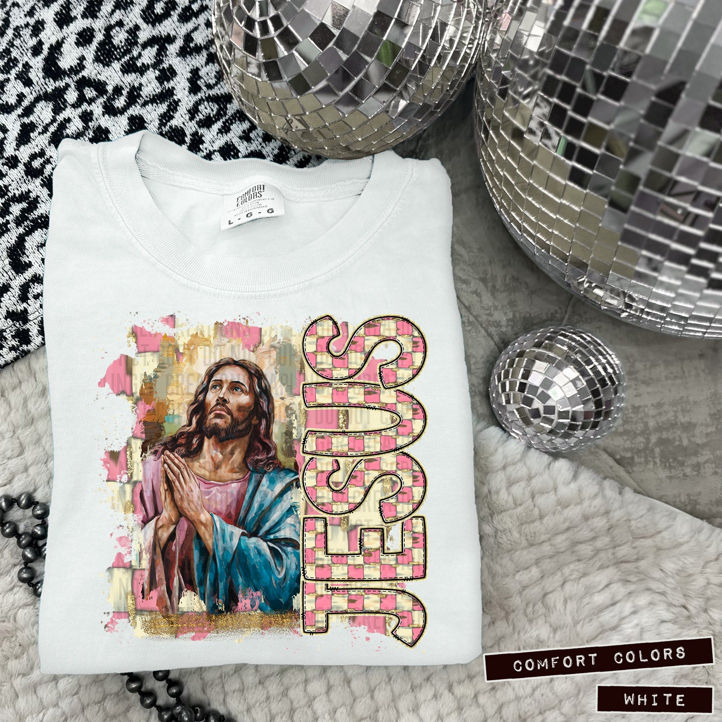JESUS praying pink - 300DPI PNG FILE