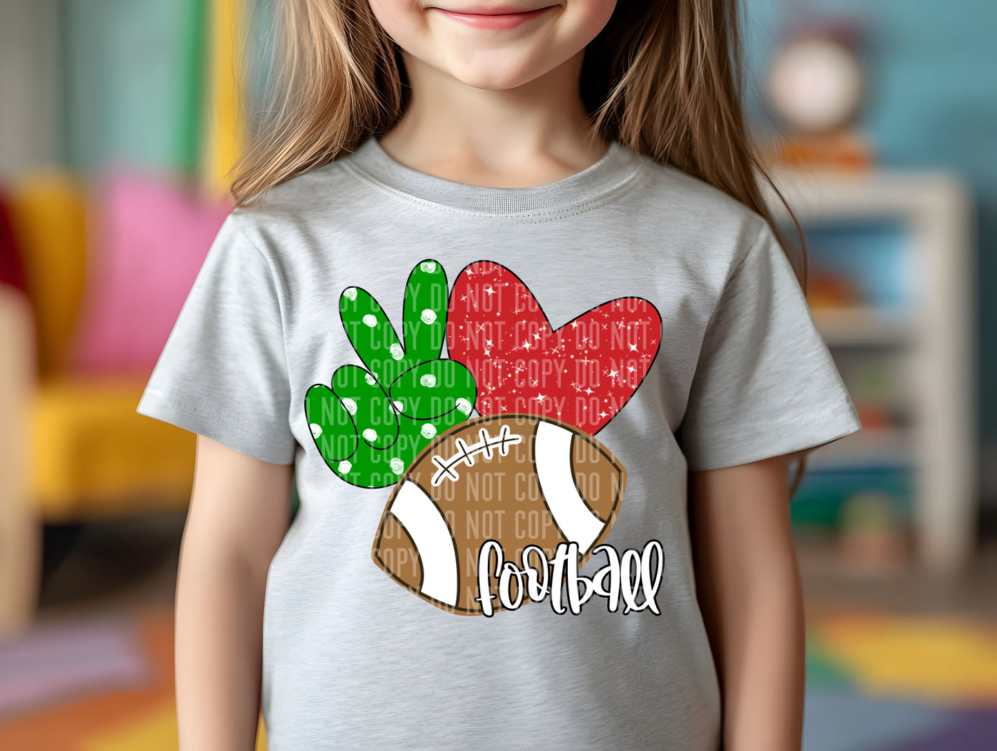 Peace Love Football Color Dropdown Digital Download 300DPI PNG FILE