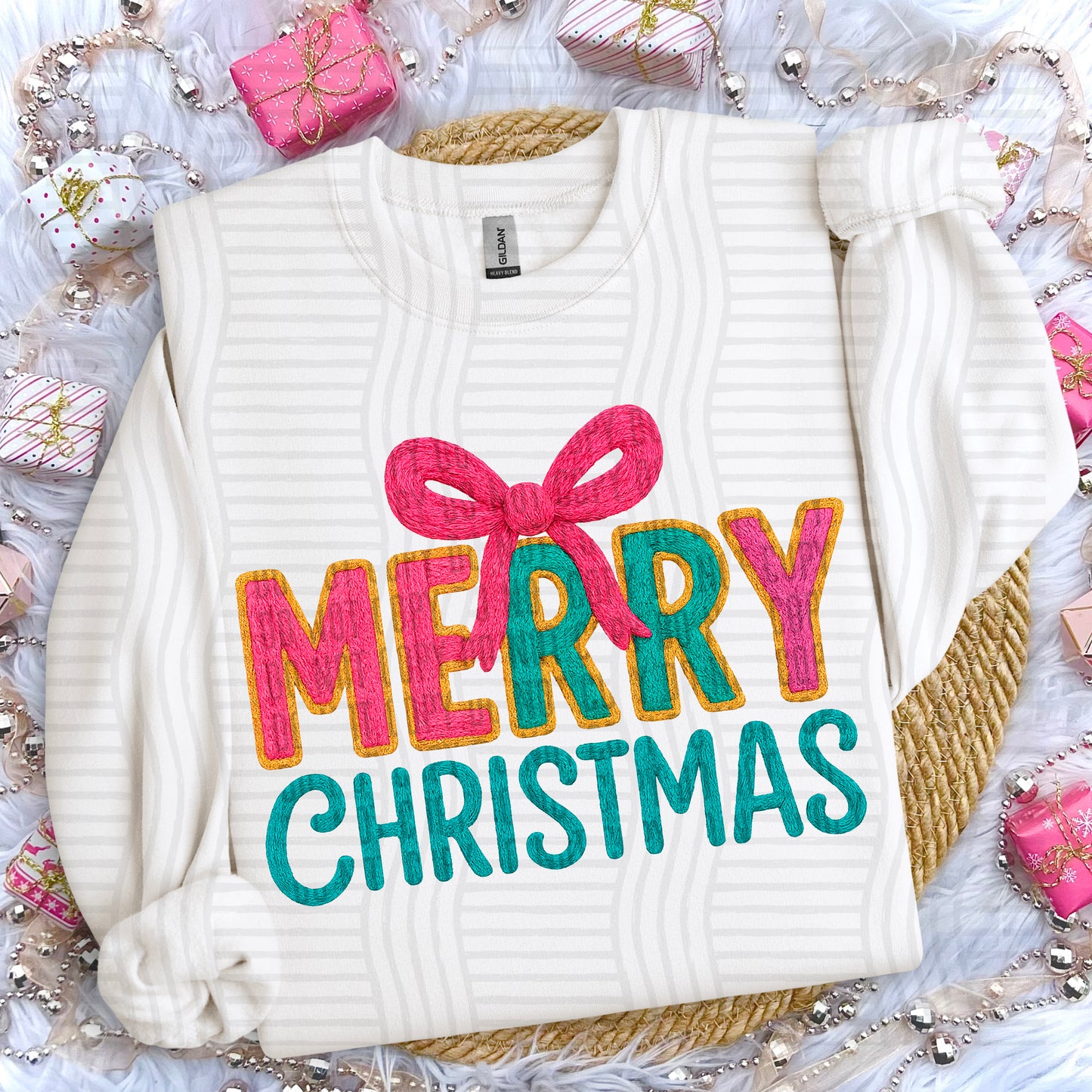 YARN CHRISTMAS MERRY CHRISTMAS TOP BOW - 300DPI PNG FILE