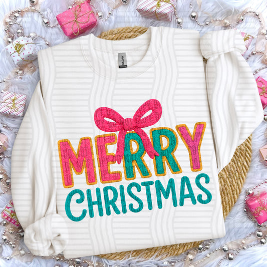 YARN CHRISTMAS MERRY CHRISTMAS TOP BOW - 300DPI PNG FILE