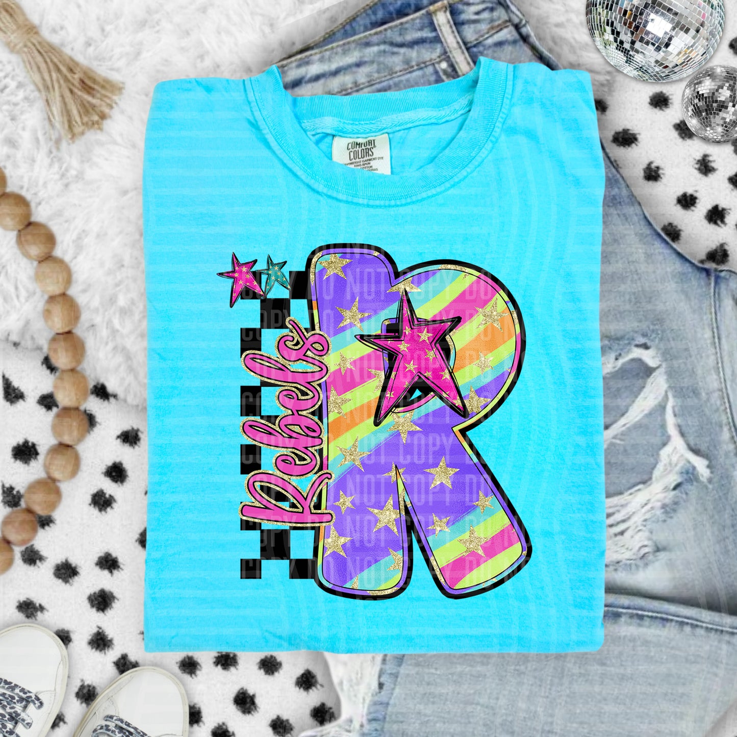 Rainbow Swirl Initial -Dropdown + Custom option - Digital Download 300DPI PNG FILE
