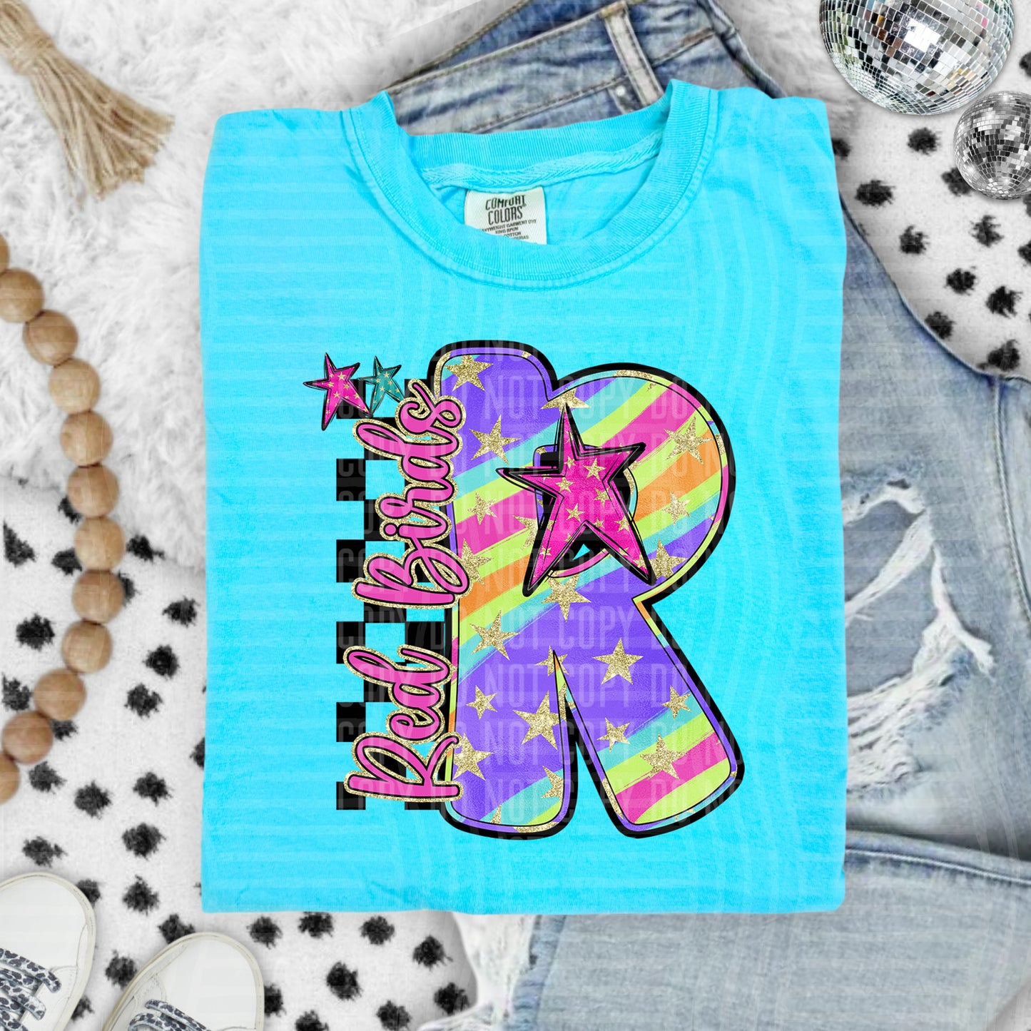 Rainbow Swirl Initial -Dropdown + Custom option - Digital Download 300DPI PNG FILE