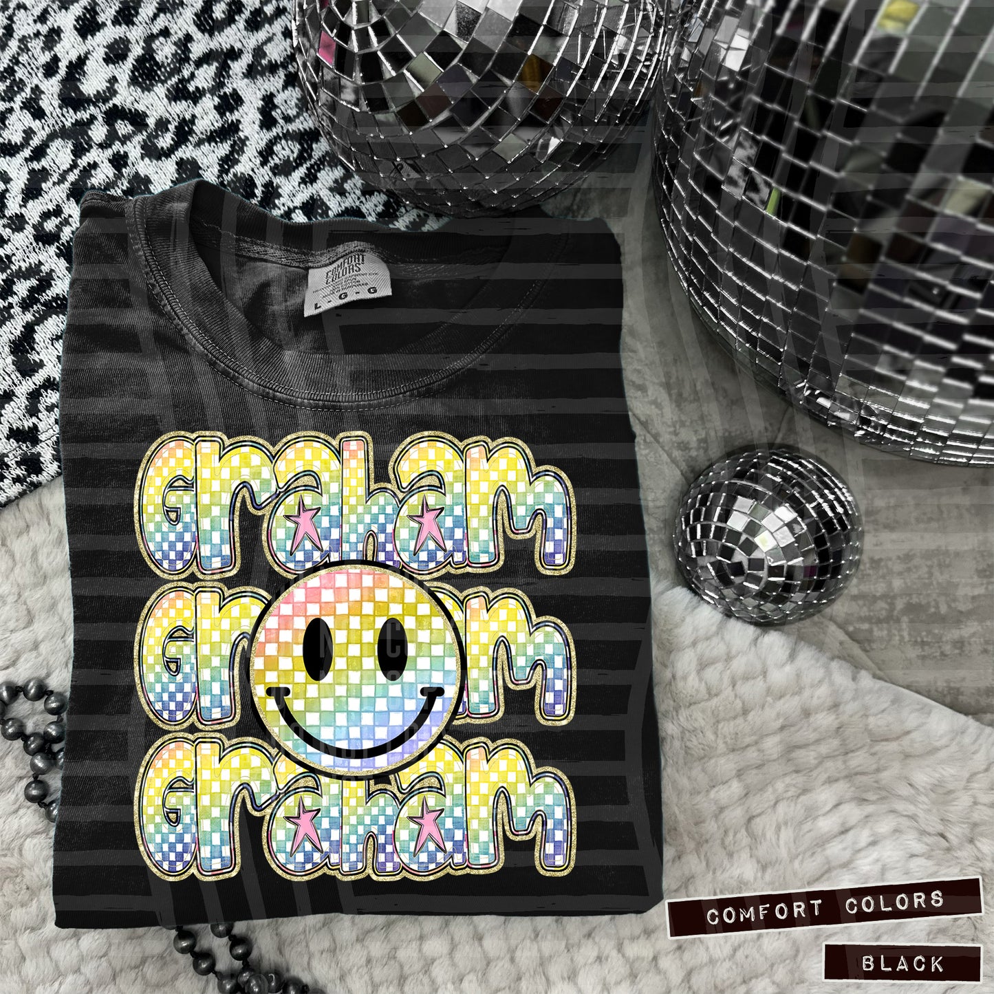 Rainbow Checker Happy Triple Stacked - Digital Download 300DPI PNG FILE