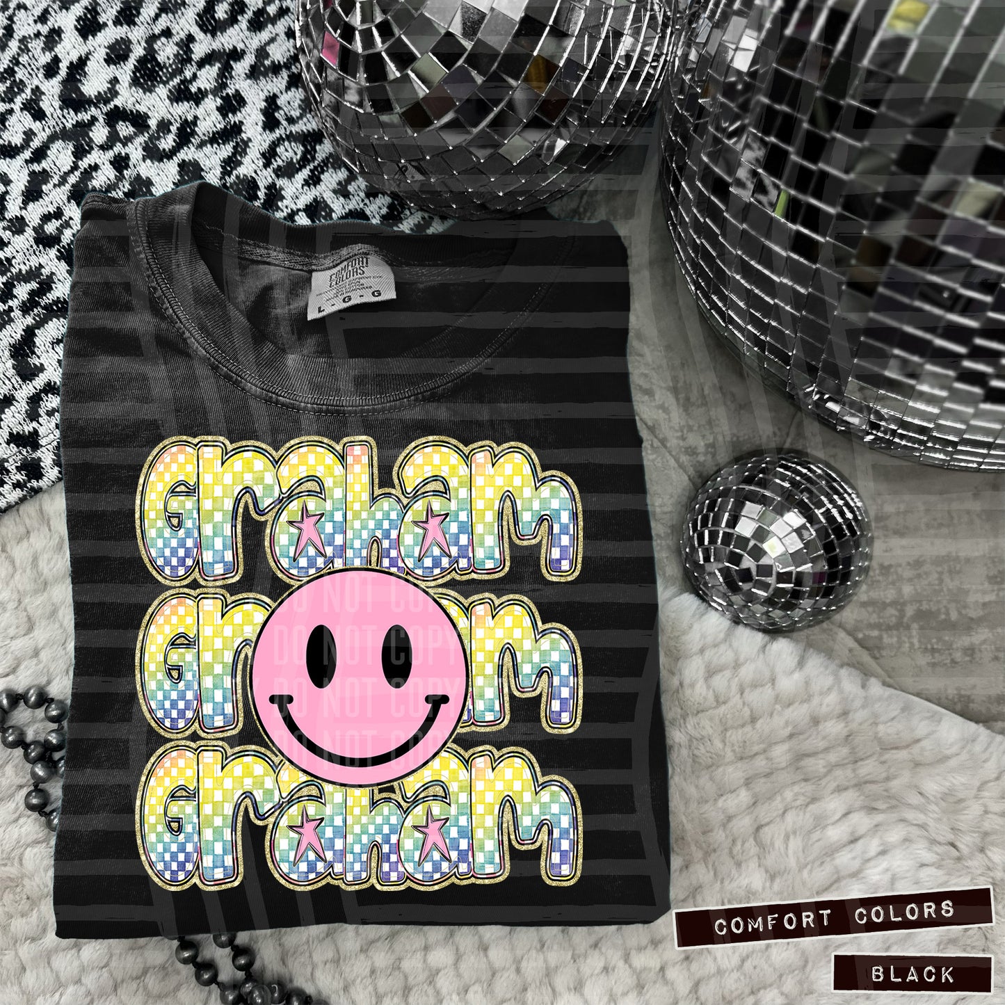 Rainbow Checker Pink Happy Triple Stacked - Digital Download 300DPI PNG FILE