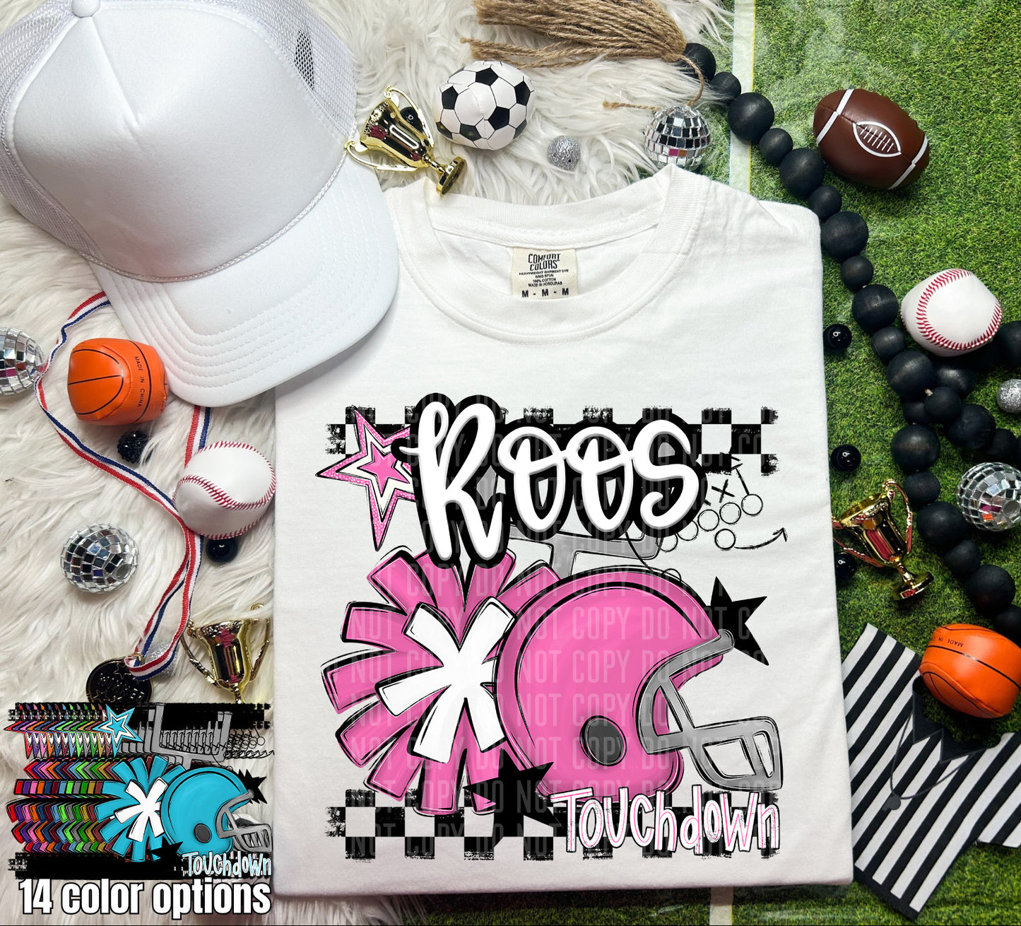 Pink Helmet + Pom Pom Mascots - Digital Download 300DPI PNG FILE