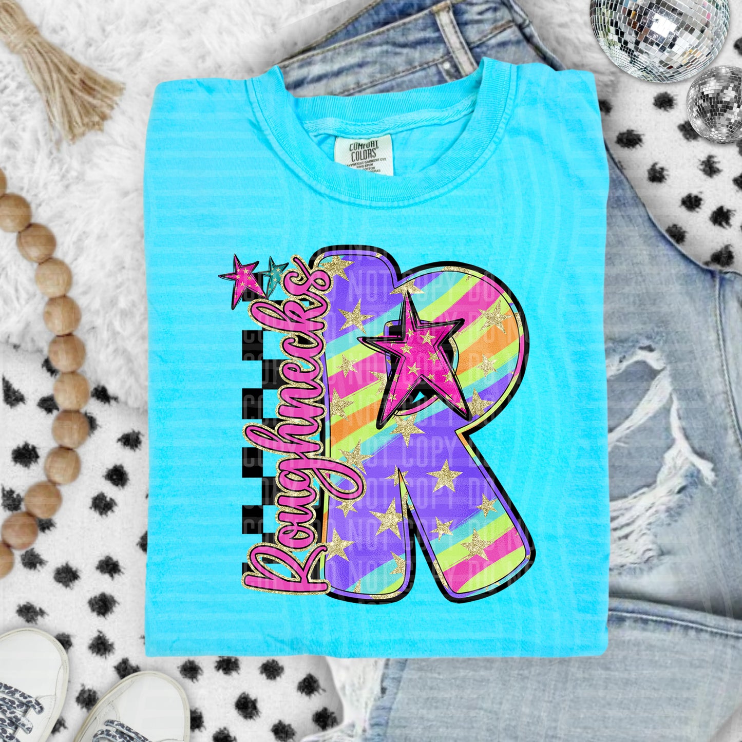 Rainbow Swirl Initial -Dropdown + Custom option - Digital Download 300DPI PNG FILE