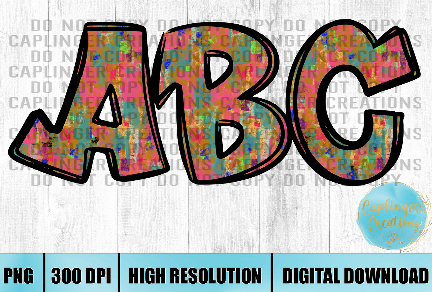 Color Steak - ALPHA SET A-Z - Digital download 300DPI PNG FILE