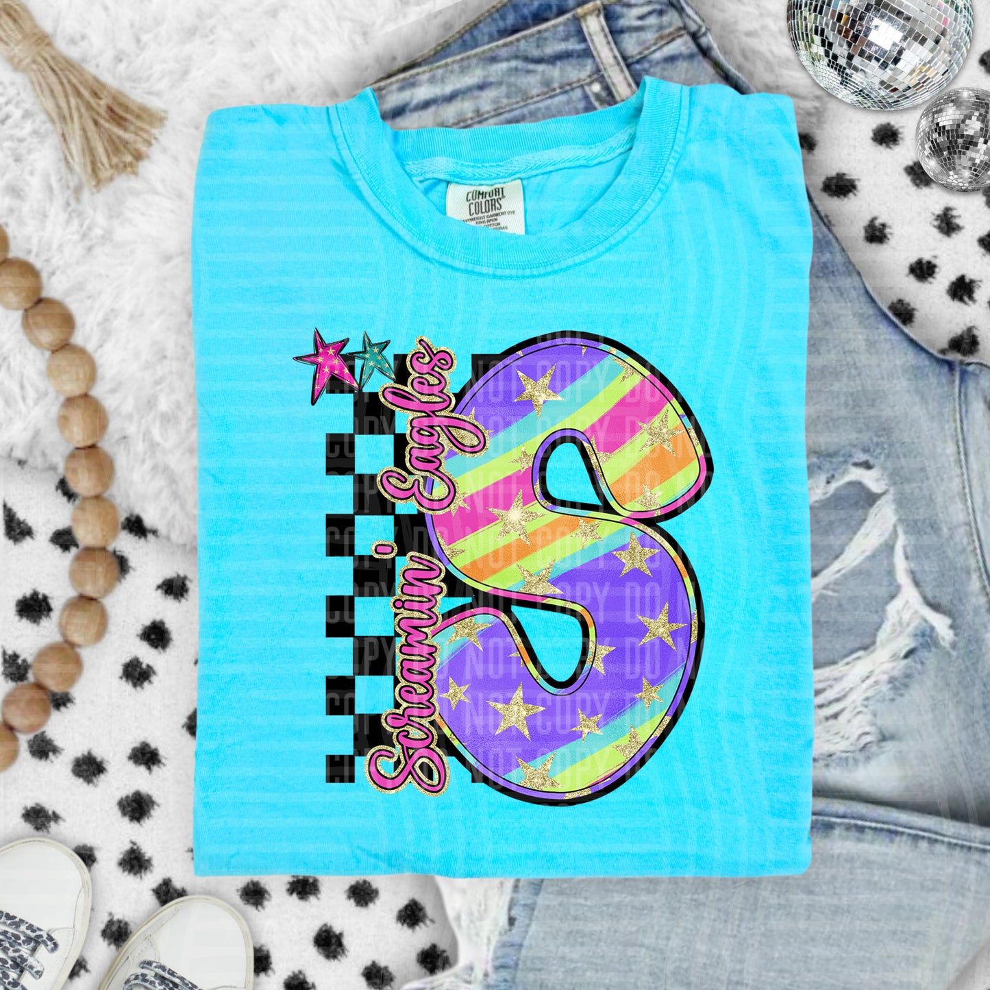 Rainbow Swirl Initial -Dropdown + Custom option - Digital Download 300DPI PNG FILE