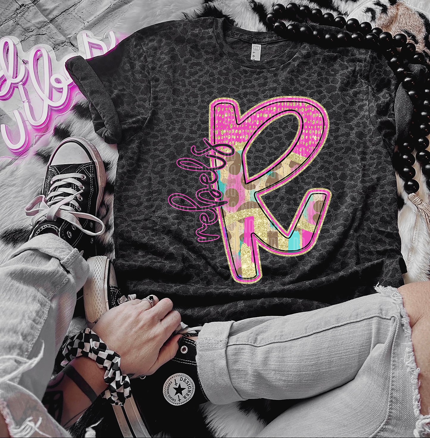 Rainbow Leopard Initial Mascot - Dropdown + CUSTOM - Digital Download 300DPI PNG FILE
