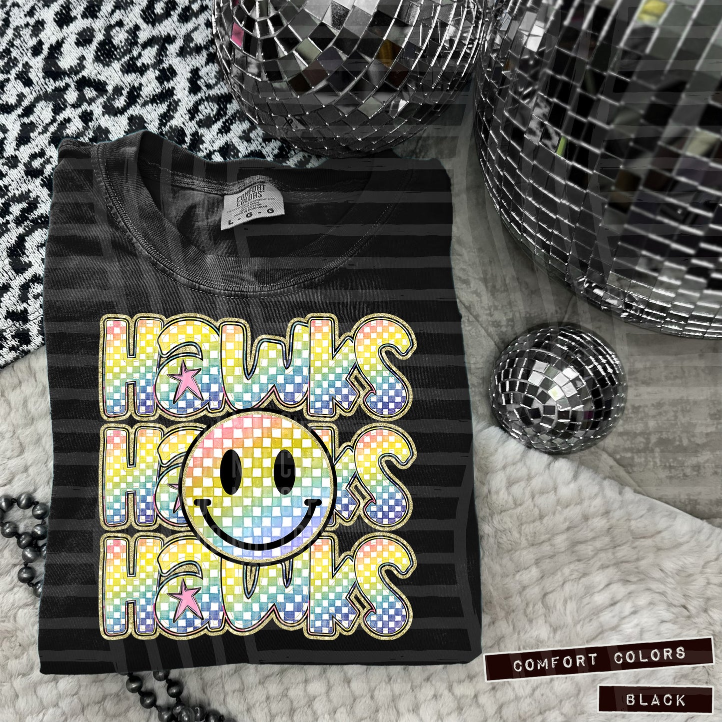 Rainbow Checker Happy Triple Stacked - Digital Download 300DPI PNG FILE
