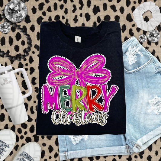 MERRY CHRISTMAS BOW DOTS - 300DPI PNG FILE