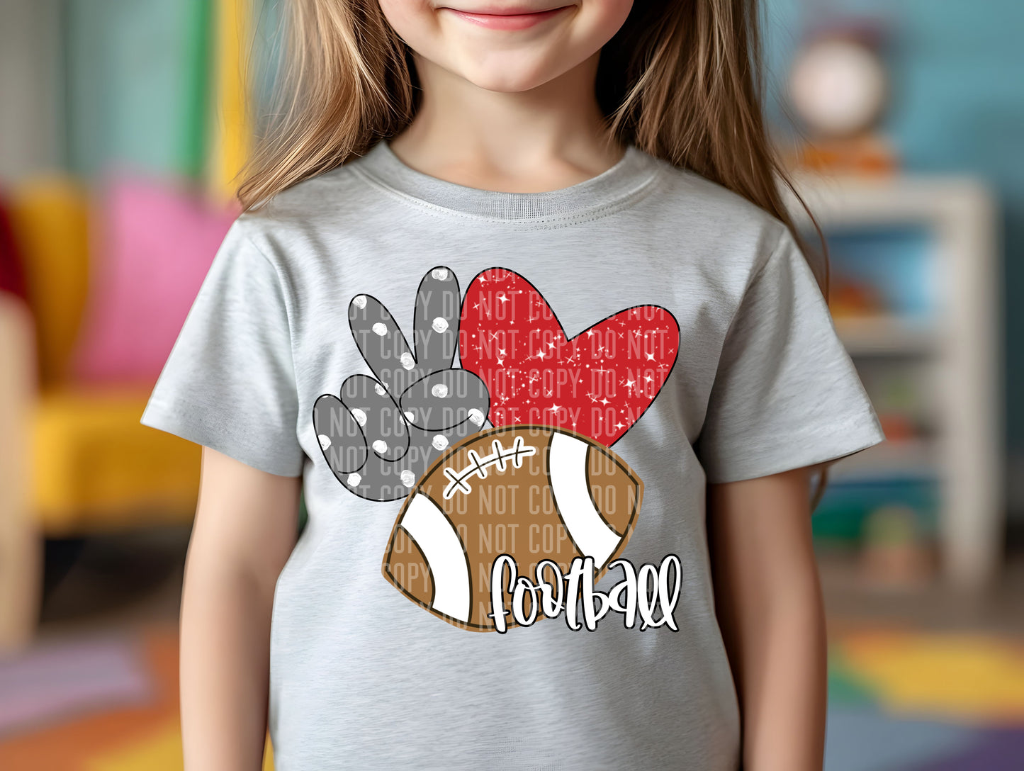 Peace Love Football Color Dropdown Digital Download 300DPI PNG FILE