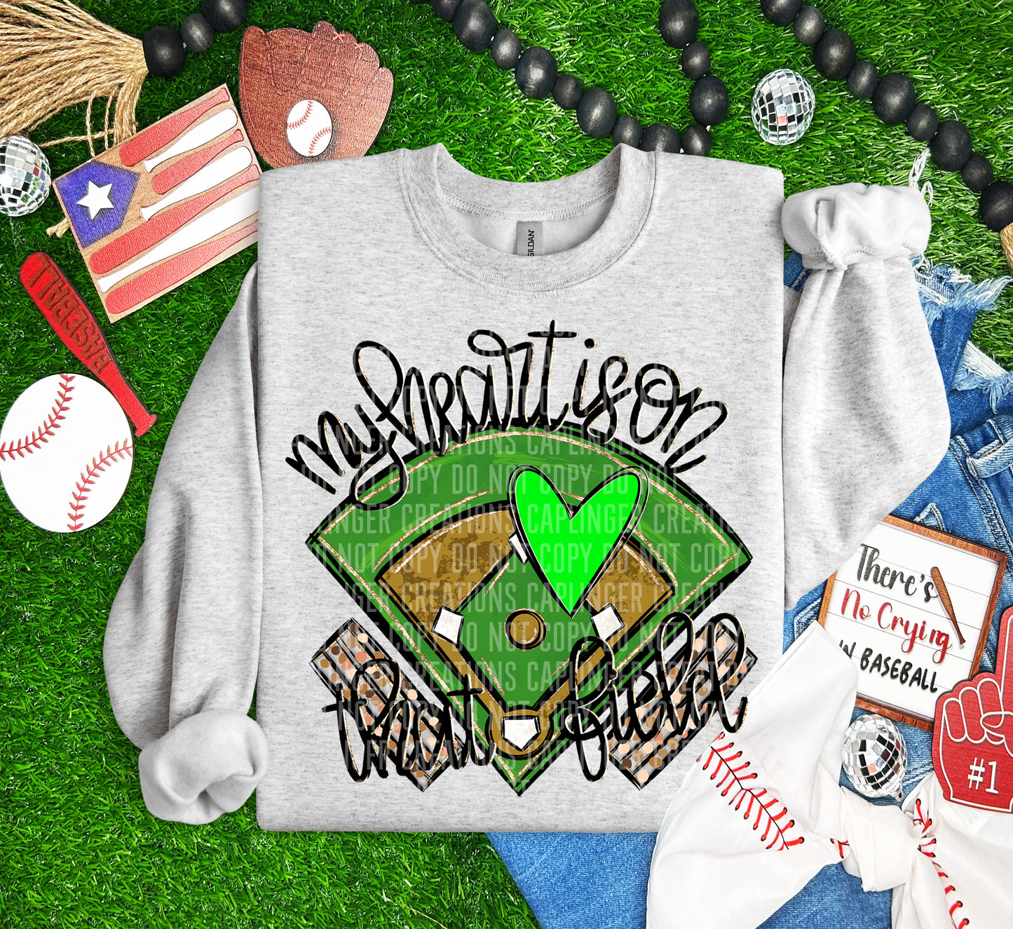 My heart is on that field (BASEBALL)- Color Dropdown Digital Download 300DPI PNG FILE
