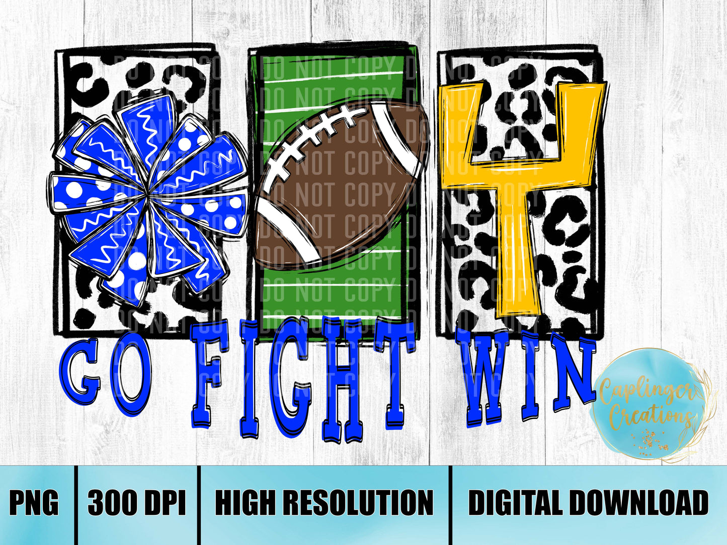 GO FIGHT WIN - BLUE - Digital download 300DPI PNG FILE