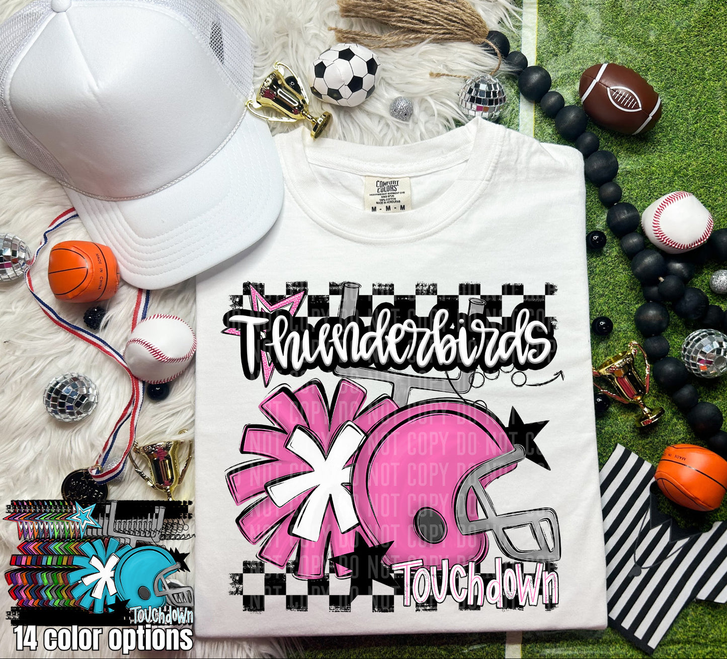 Pink Helmet + Pom Pom Mascots - Digital Download 300DPI PNG FILE