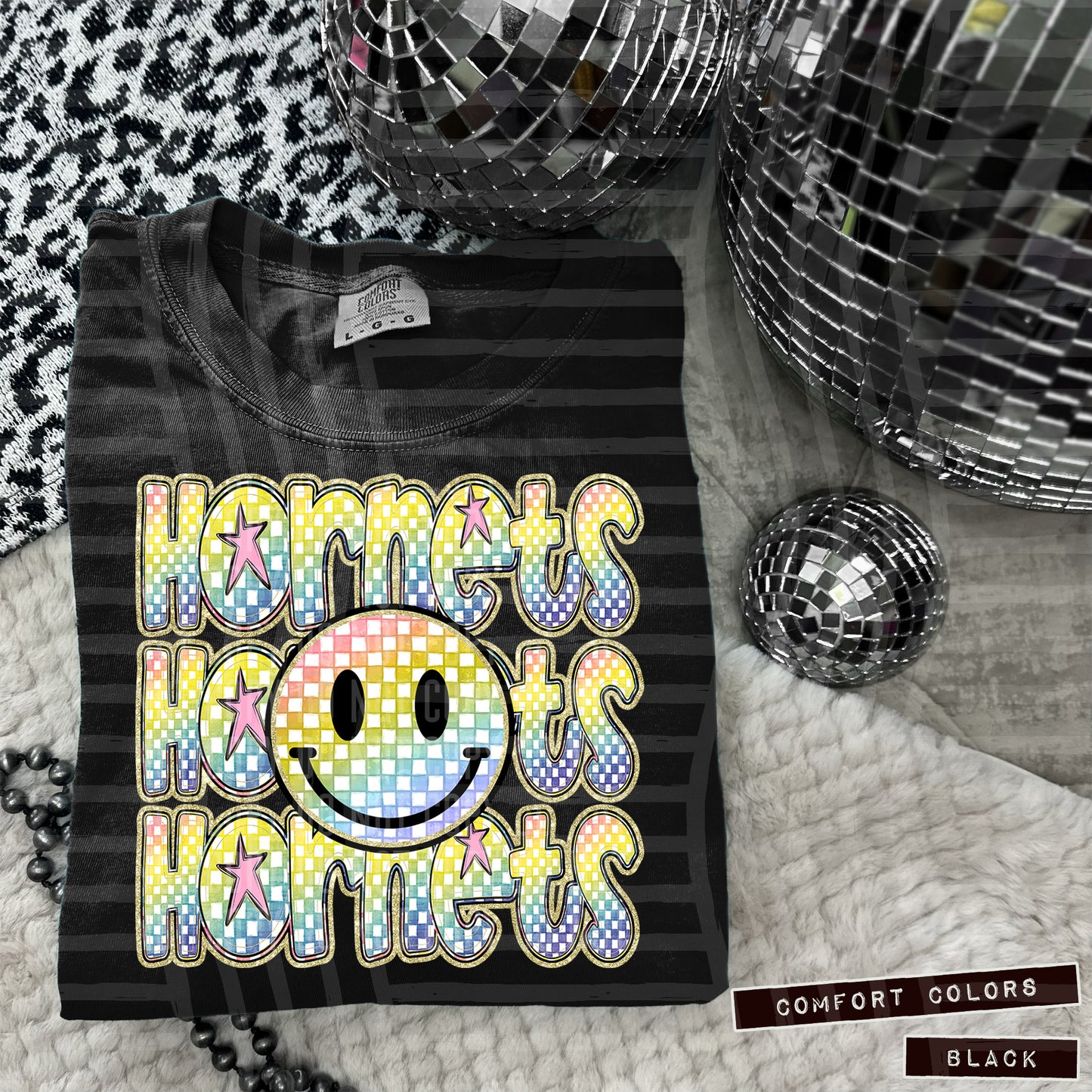 Rainbow Checker Happy Triple Stacked - Digital Download 300DPI PNG FILE