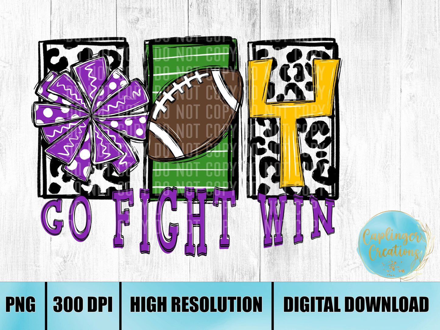 GO FIGHT WIN - PURPLE - Digital download 300DPI PNG FILE