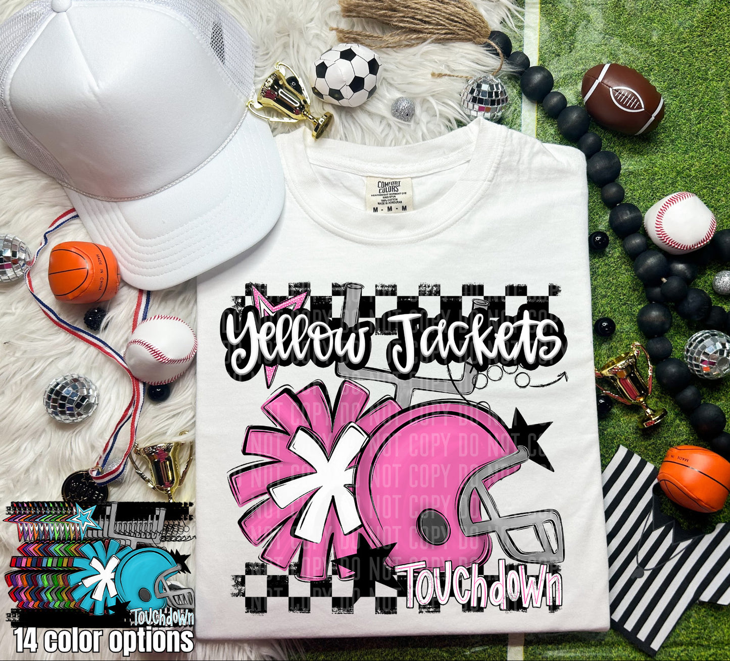 Pink Helmet + Pom Pom Mascots - Digital Download 300DPI PNG FILE
