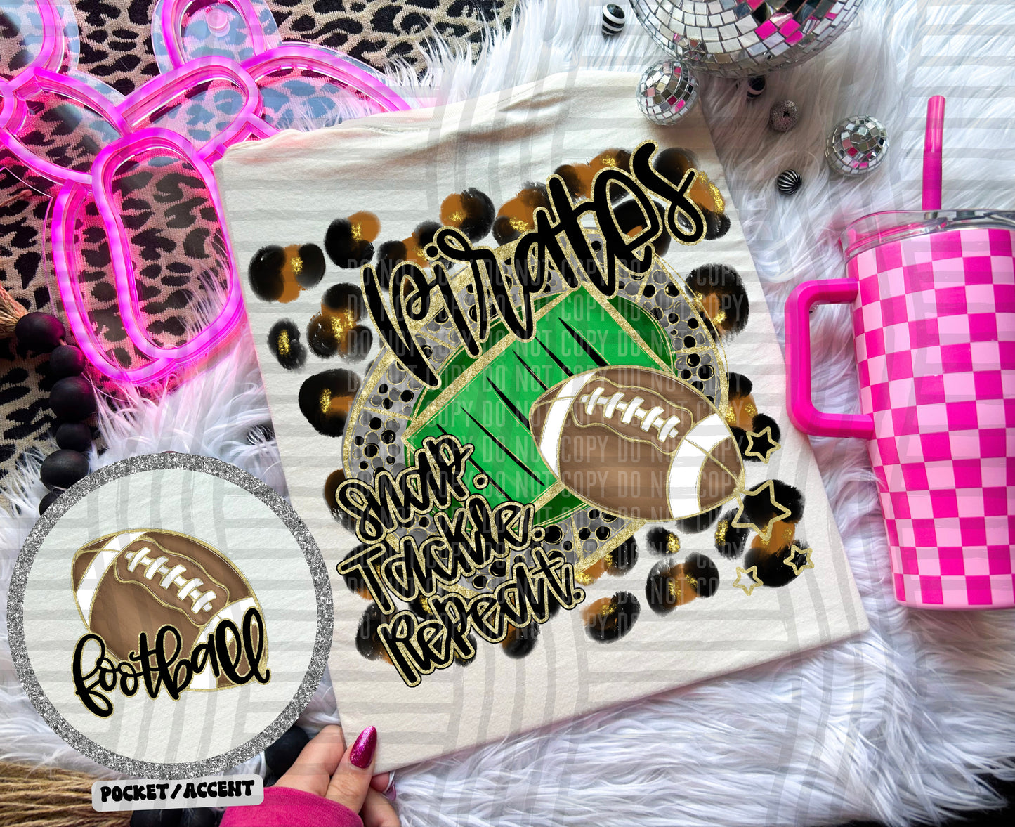 Football - Snap. Tackle. Repeat. <3- Digital Download 300DPI PNG FILE