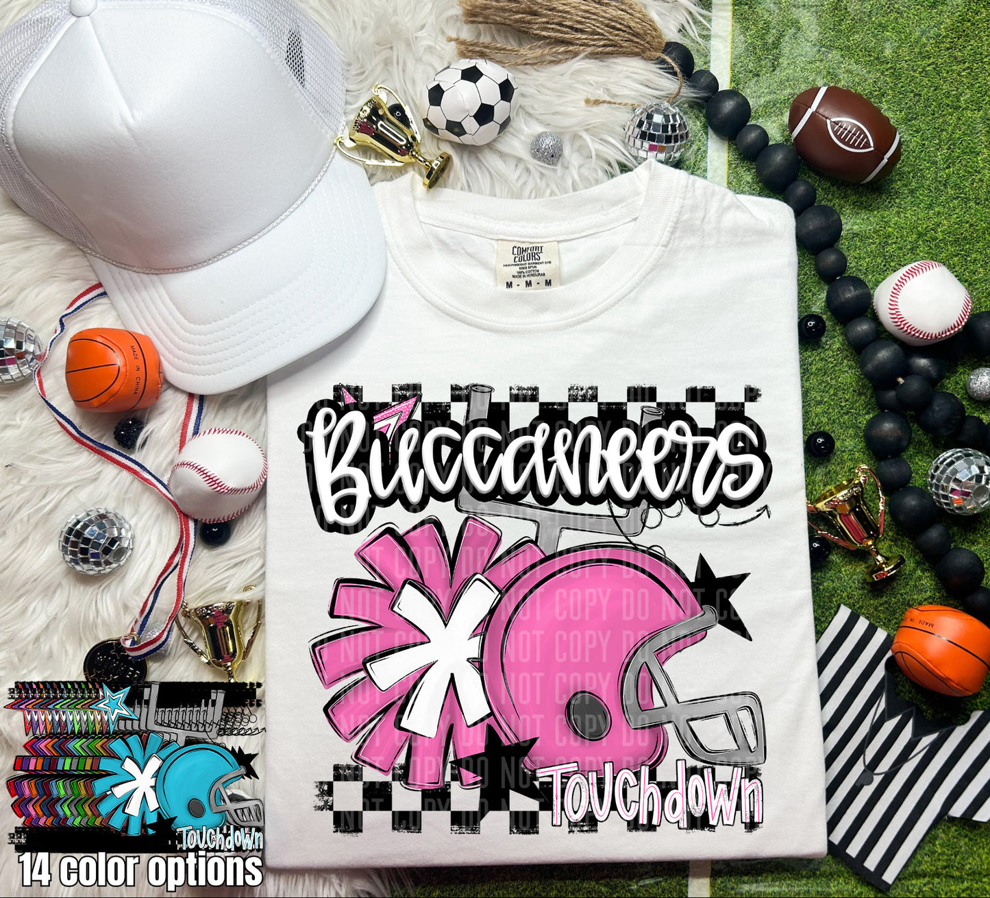 Pink Helmet + Pom Pom Mascots - Digital Download 300DPI PNG FILE