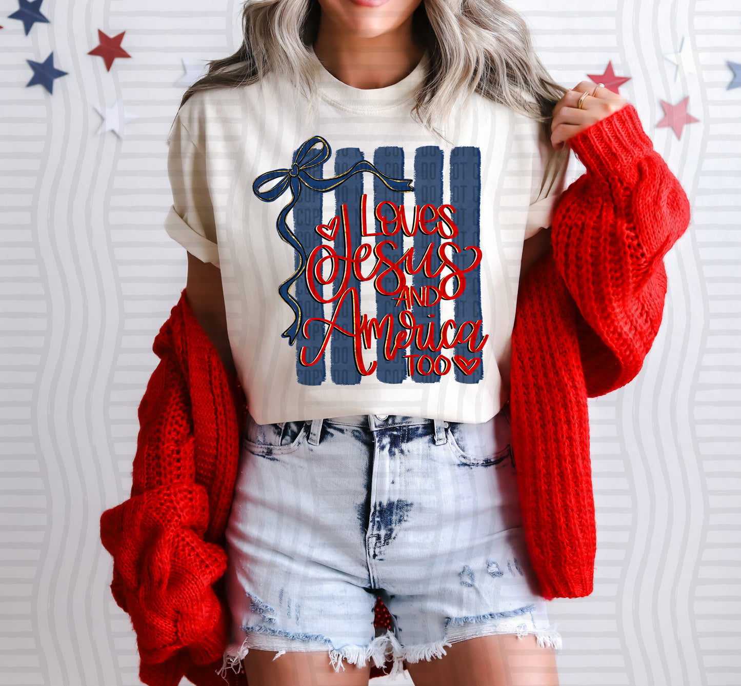 Loves Jesus and America too - Digital Download 300DPI PNG FILE