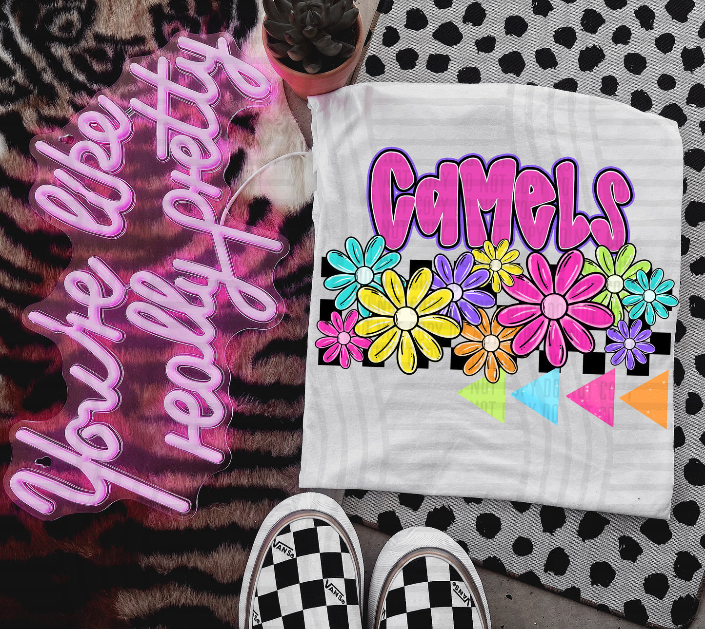 Bright Preppy Floral -Dropdown + CUSTOM - Digital Download 300DPI PNG FILE