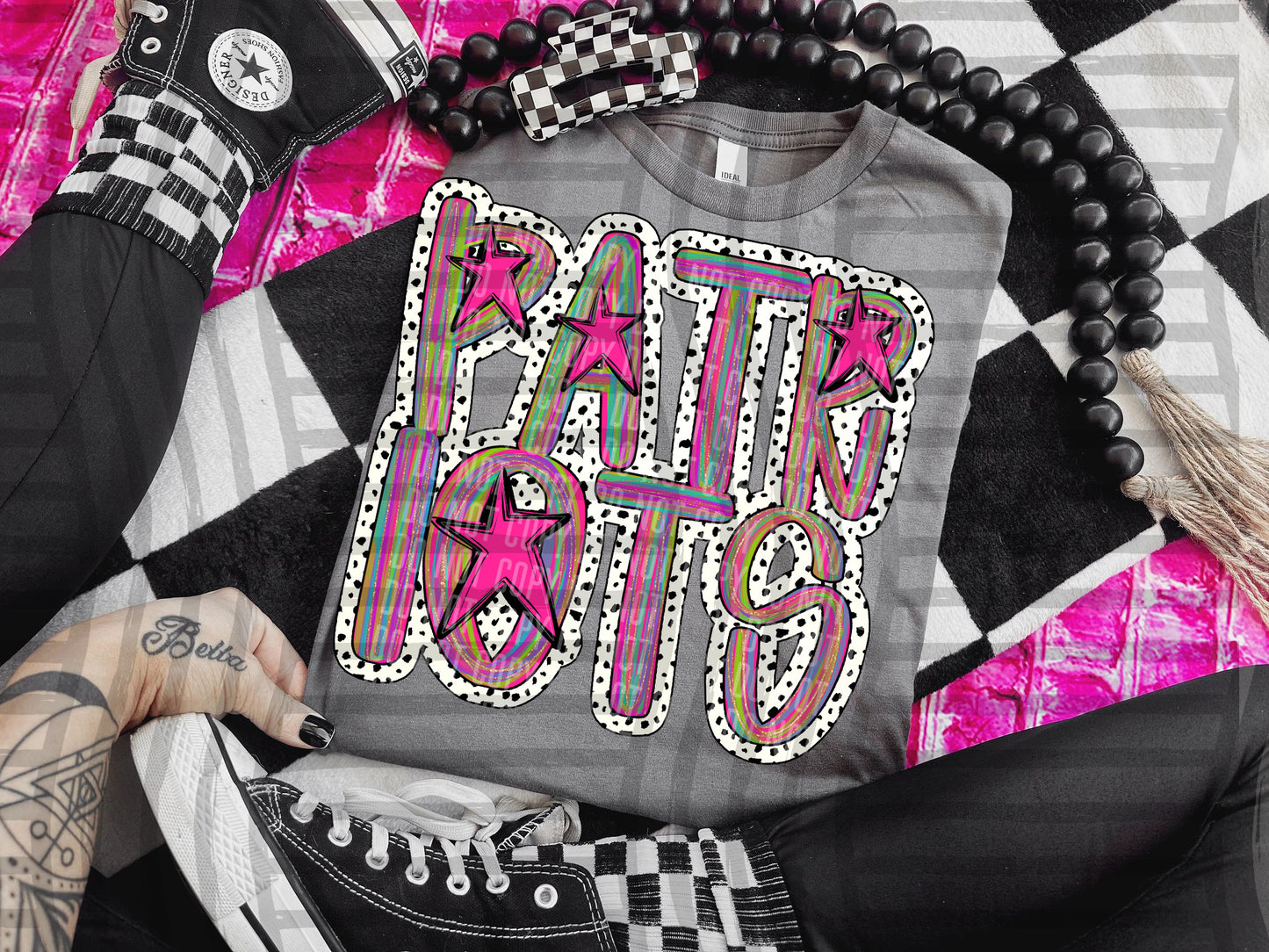 Pink Brushstrokes Dots - Dropdown + CUSTOM- Digital Download 300DPI PNG FILE