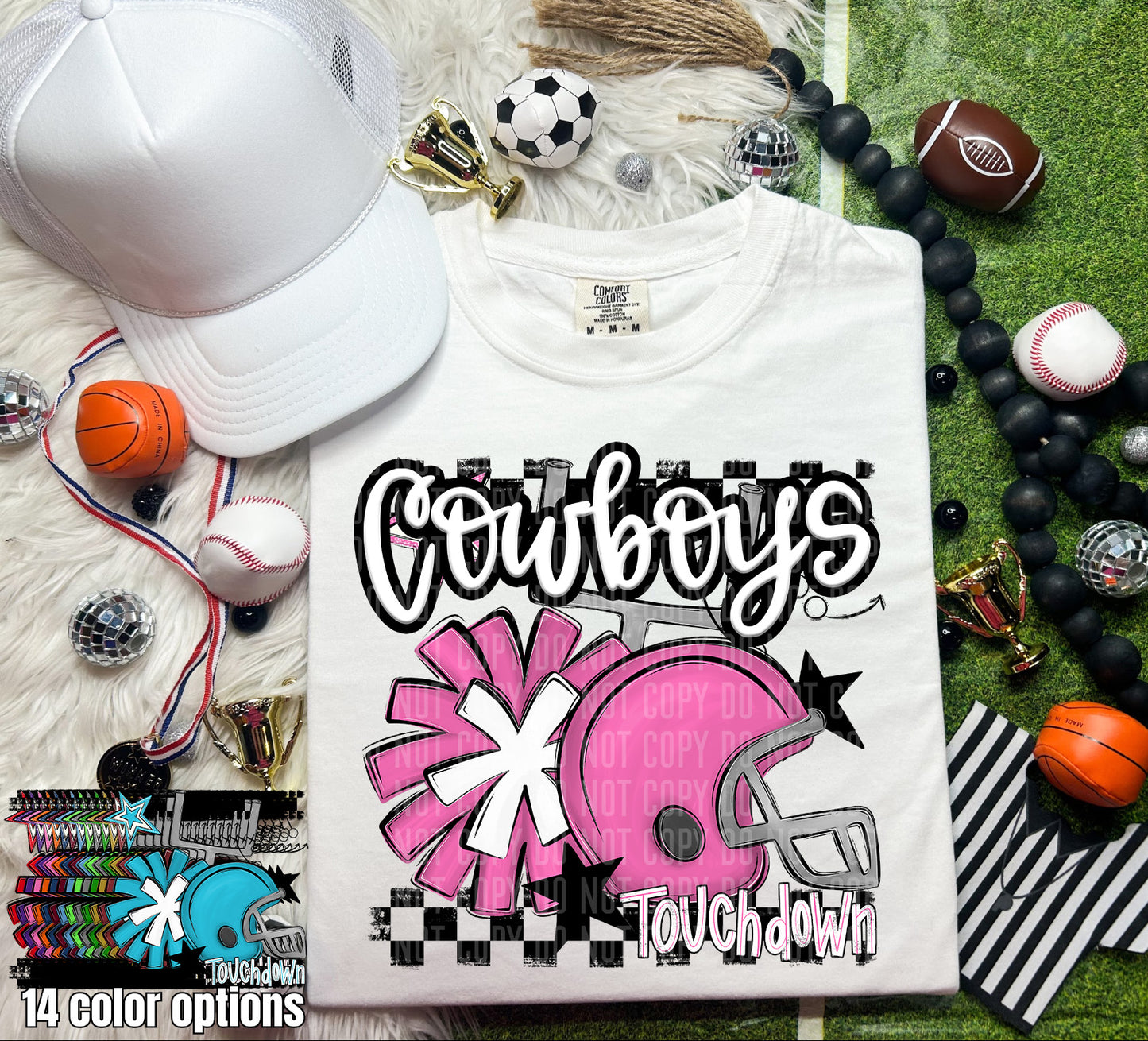 Pink Helmet + Pom Pom Mascots - Digital Download 300DPI PNG FILE