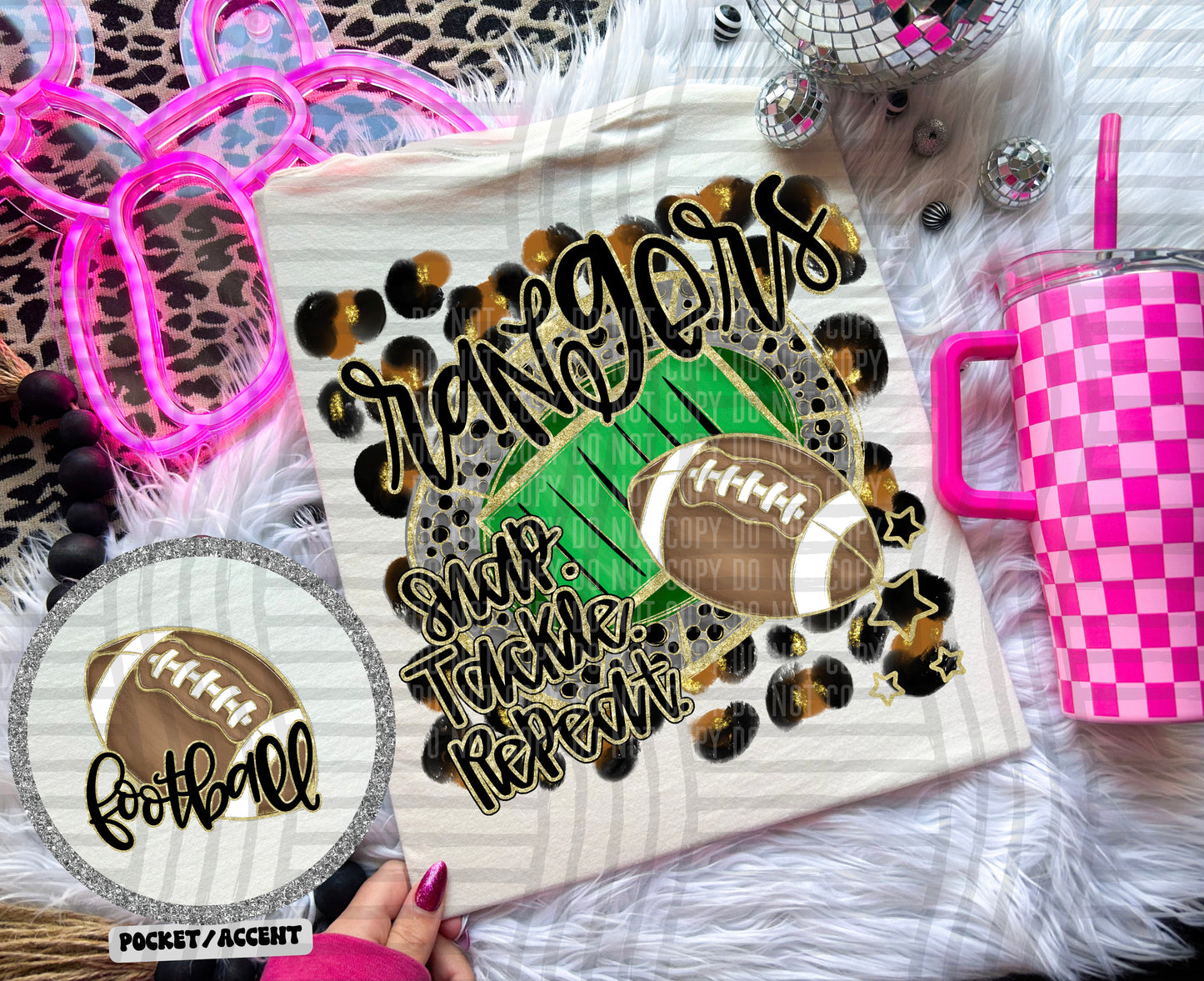 Football - Snap. Tackle. Repeat. <3- Digital Download 300DPI PNG FILE