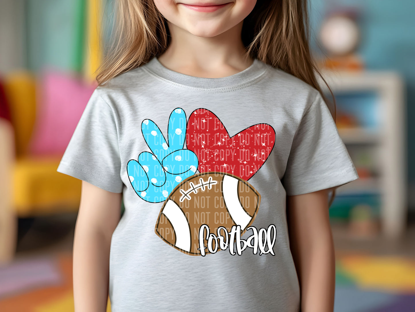 Peace Love Football Color Dropdown Digital Download 300DPI PNG FILE