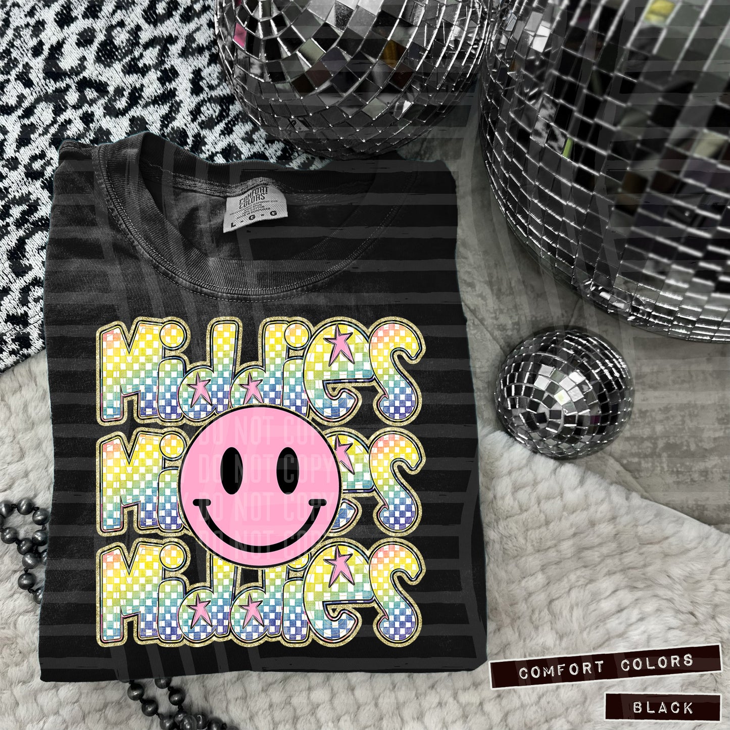 Rainbow Checker Pink Happy Triple Stacked - Digital Download 300DPI PNG FILE