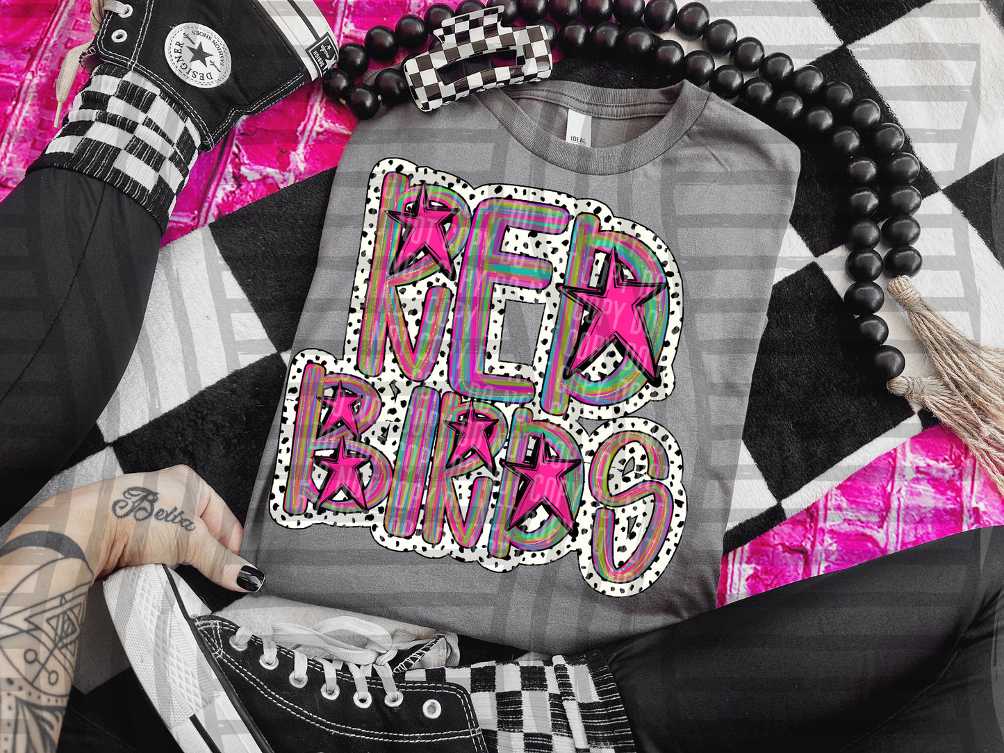 Pink Brushstrokes Dots - Dropdown + CUSTOM- Digital Download 300DPI PNG FILE