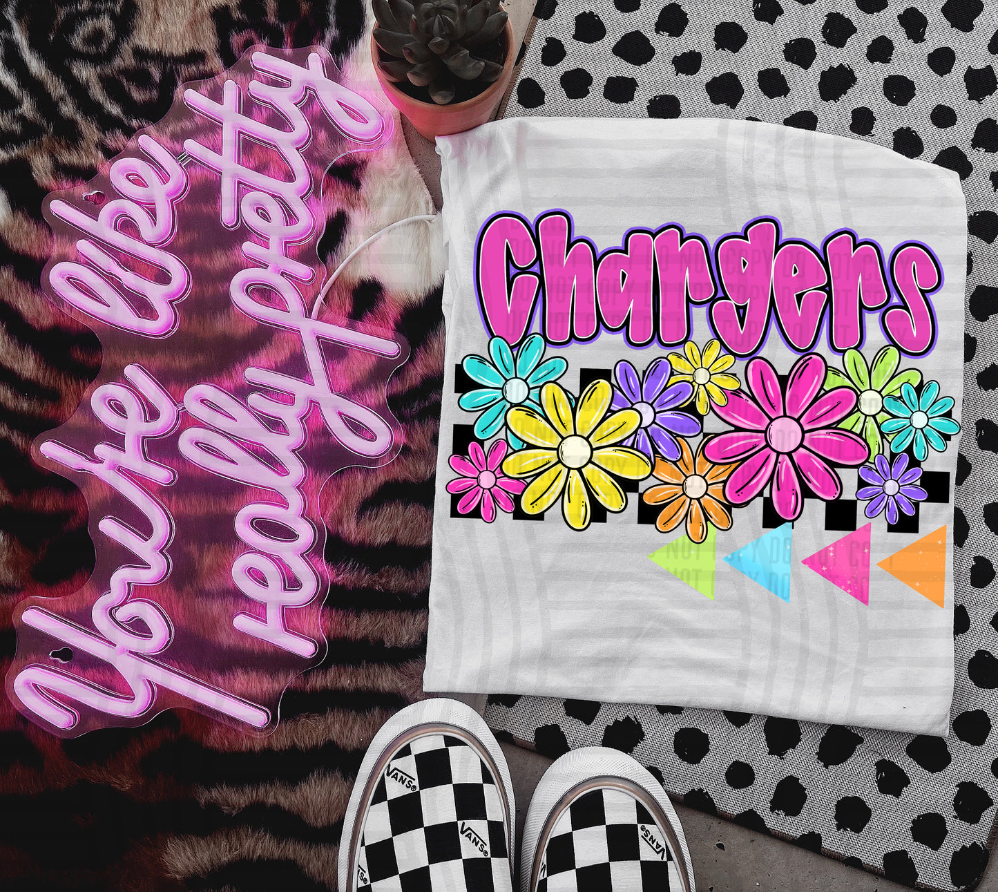 Bright Preppy Floral -Dropdown + CUSTOM - Digital Download 300DPI PNG FILE
