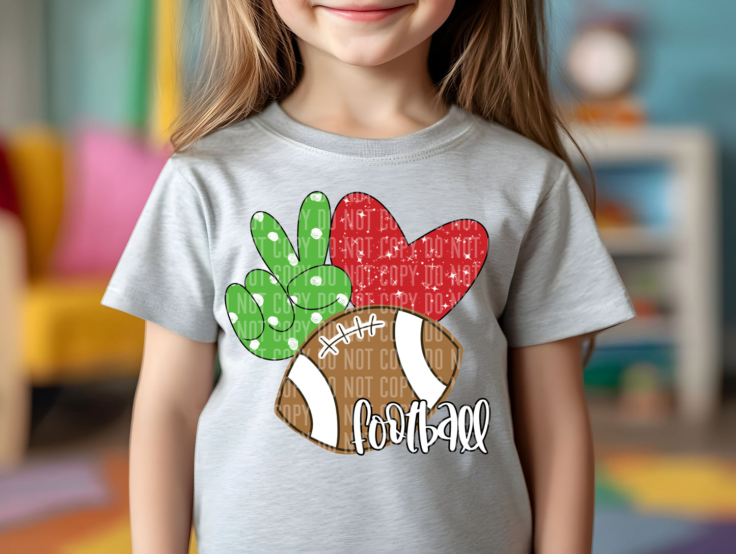 Peace Love Football Color Dropdown Digital Download 300DPI PNG FILE