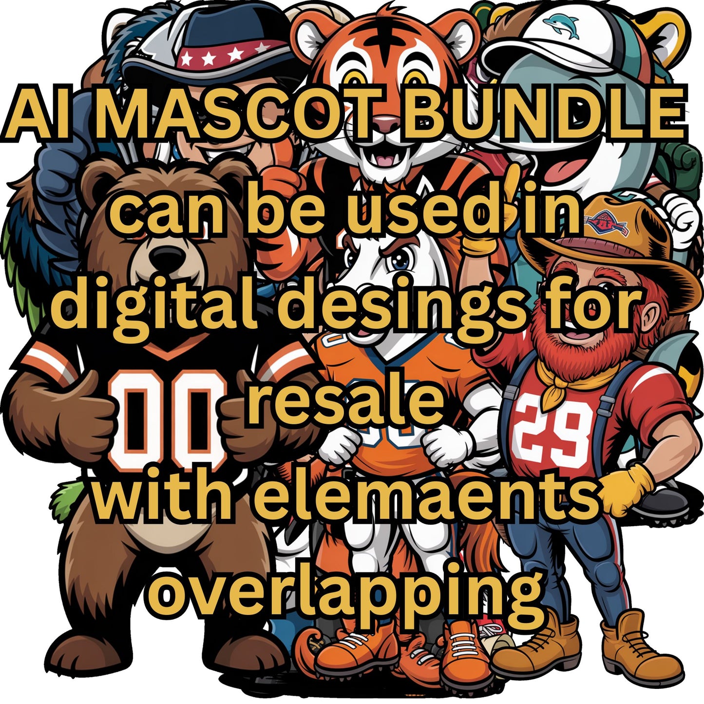 AI mascots (32) - Digital download 300DPI PNG FILE